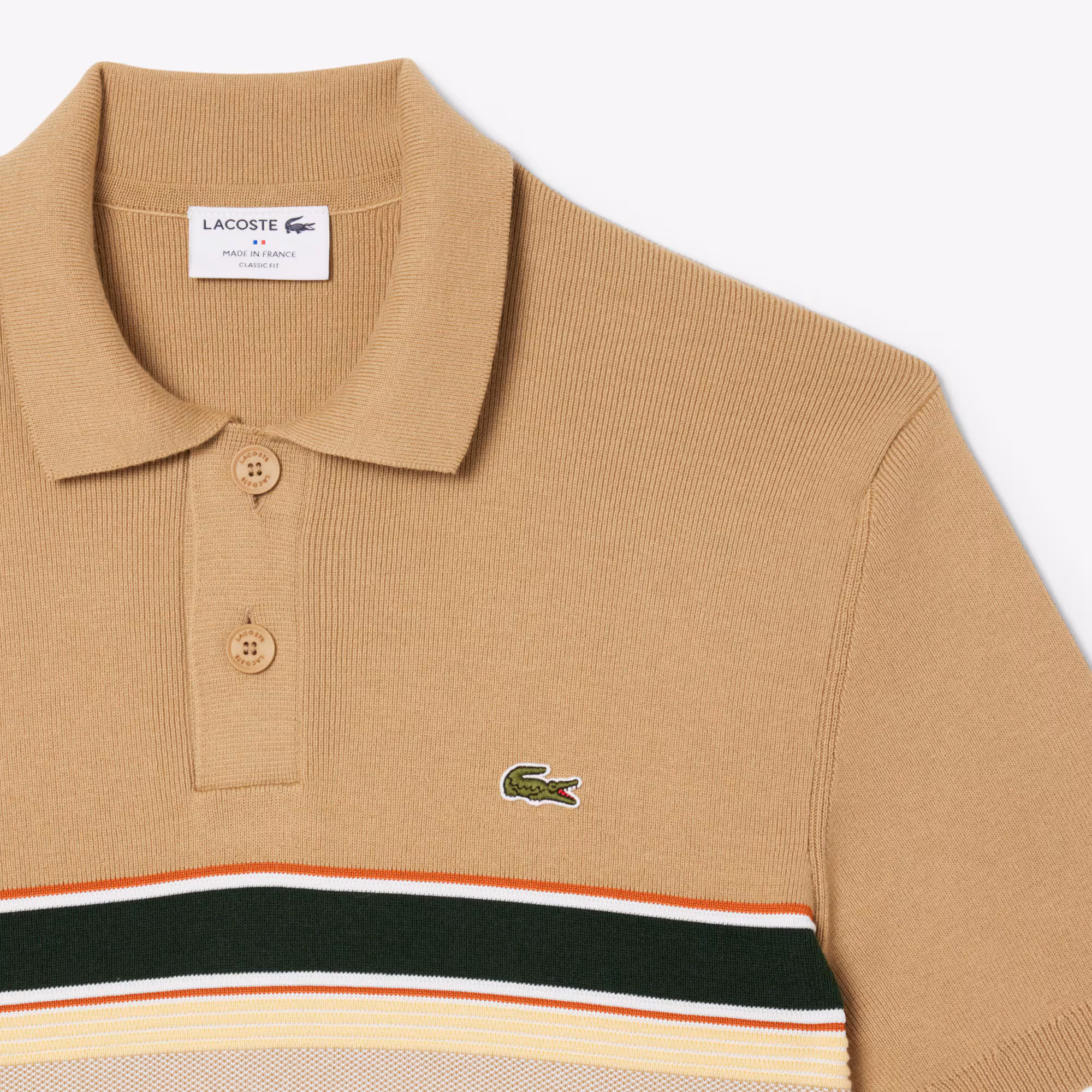 Men's Made In France Striped Polo Collar Sweater