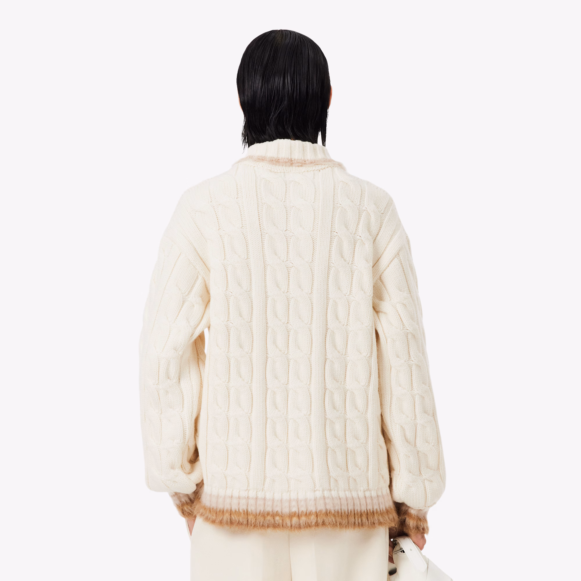 Runway Wool Polo Collar Cable Knit Sweater