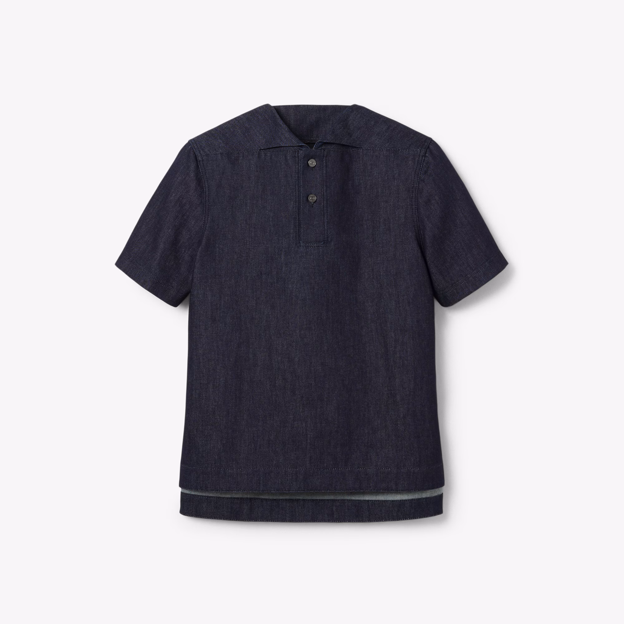 Runway Loose Fit Denim Polo Shirt