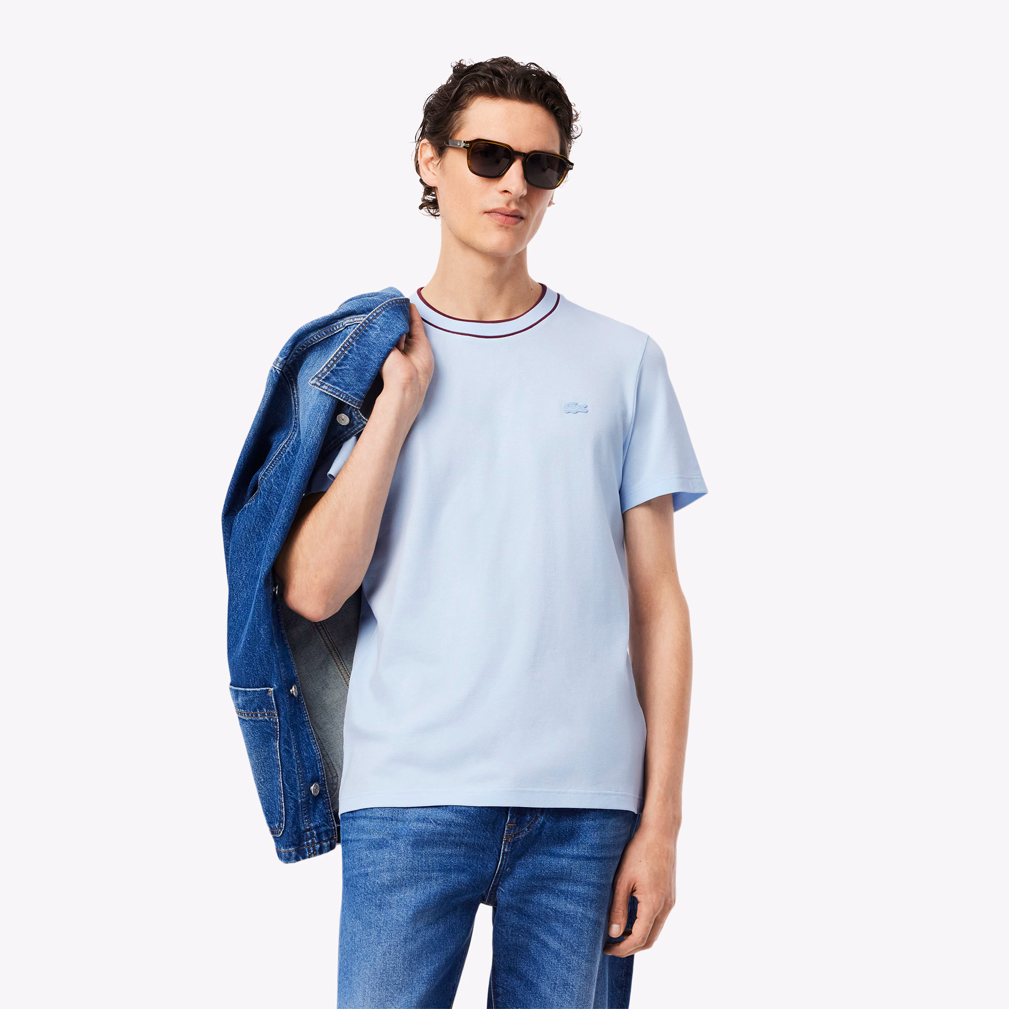 Men's Stretch Piqué Striped Collar T-Shirt