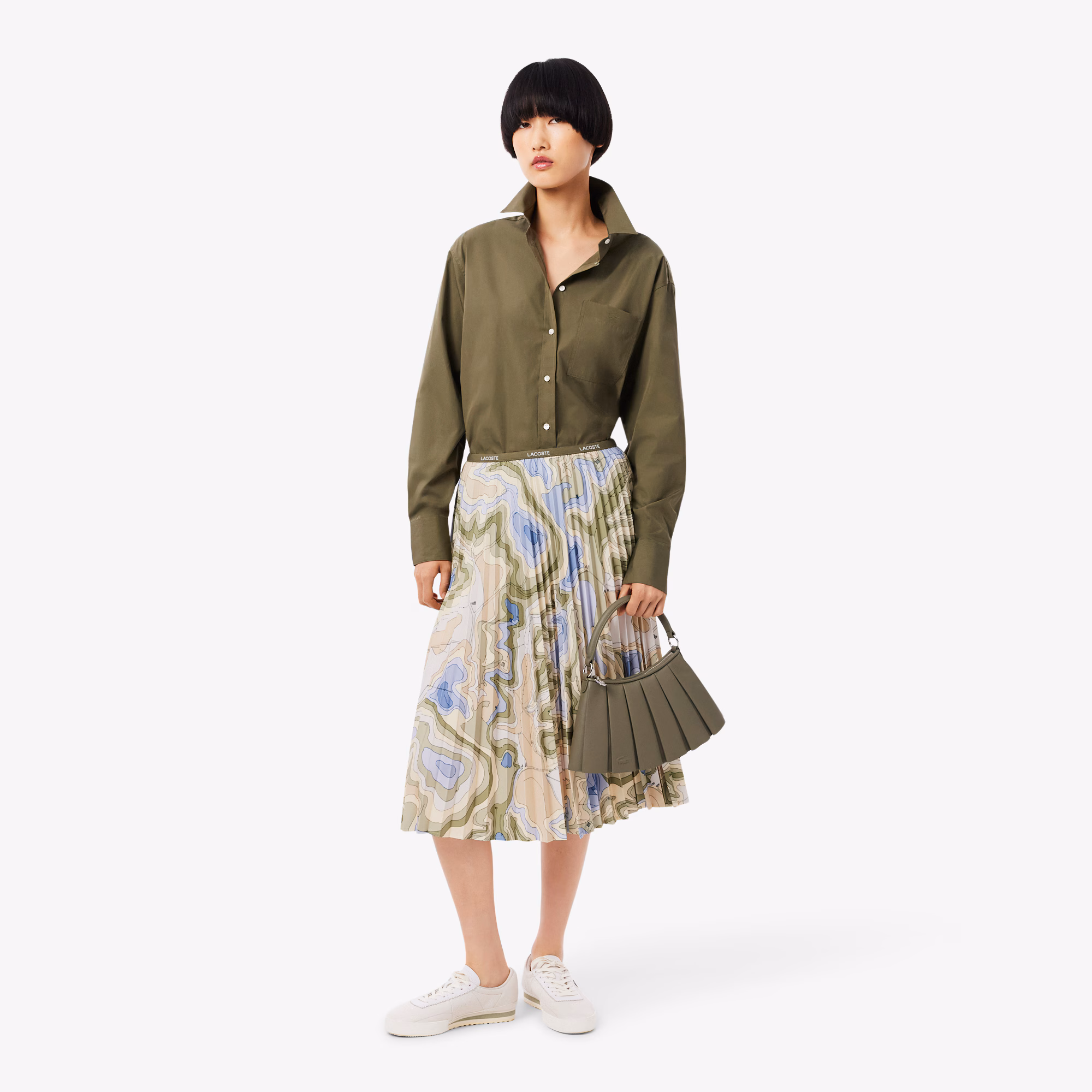 Women's Topography Print Pleated Skirt