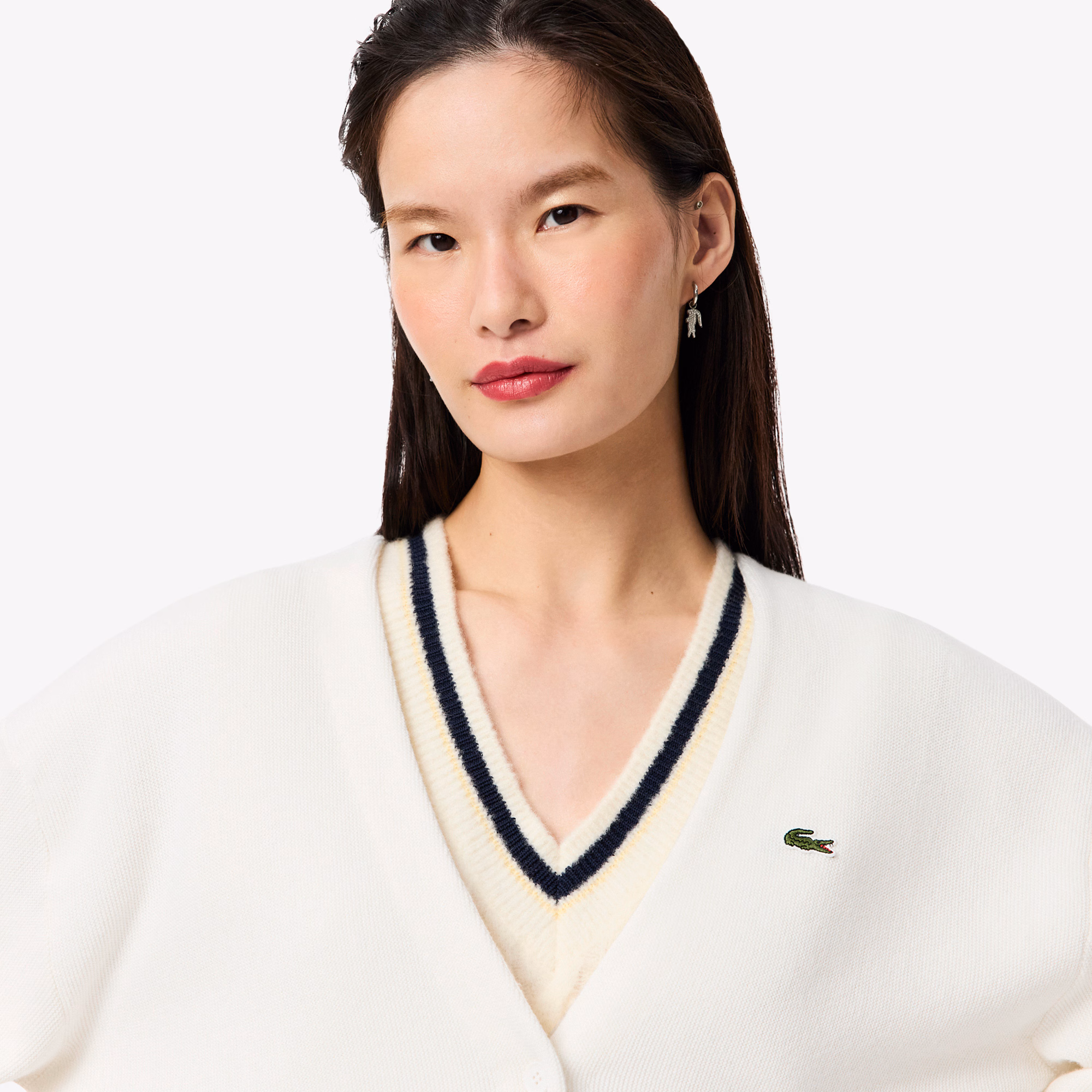 Women's V-Neck Moss Stitch Cotton Cardigan