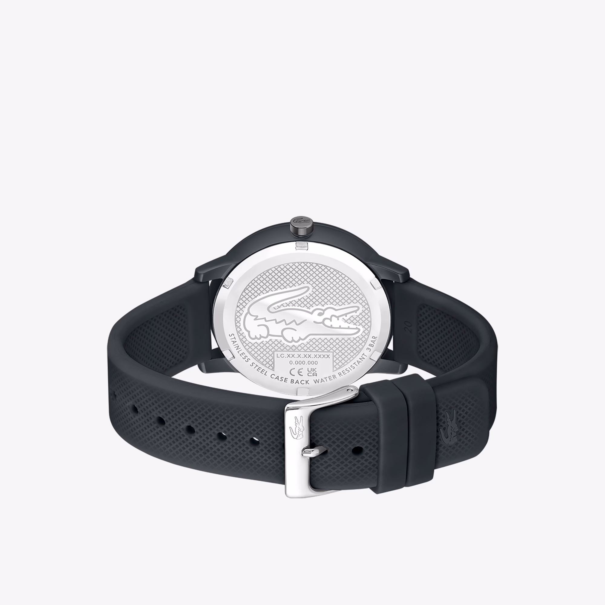 Men's Lacoste.12.12 Move 3 Hands Watch Black Silicone