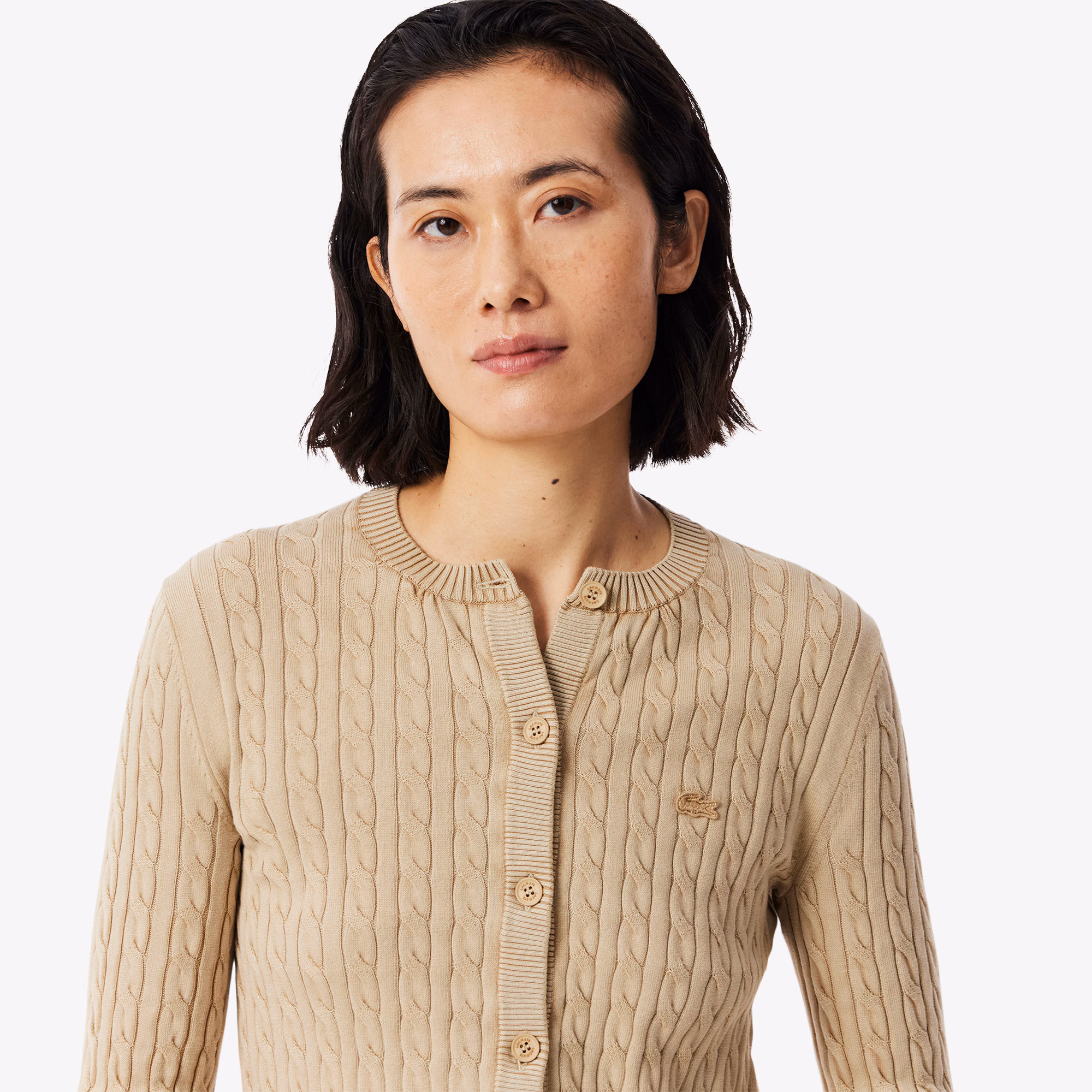Women's Wash Effect Cable Knit Cardigan