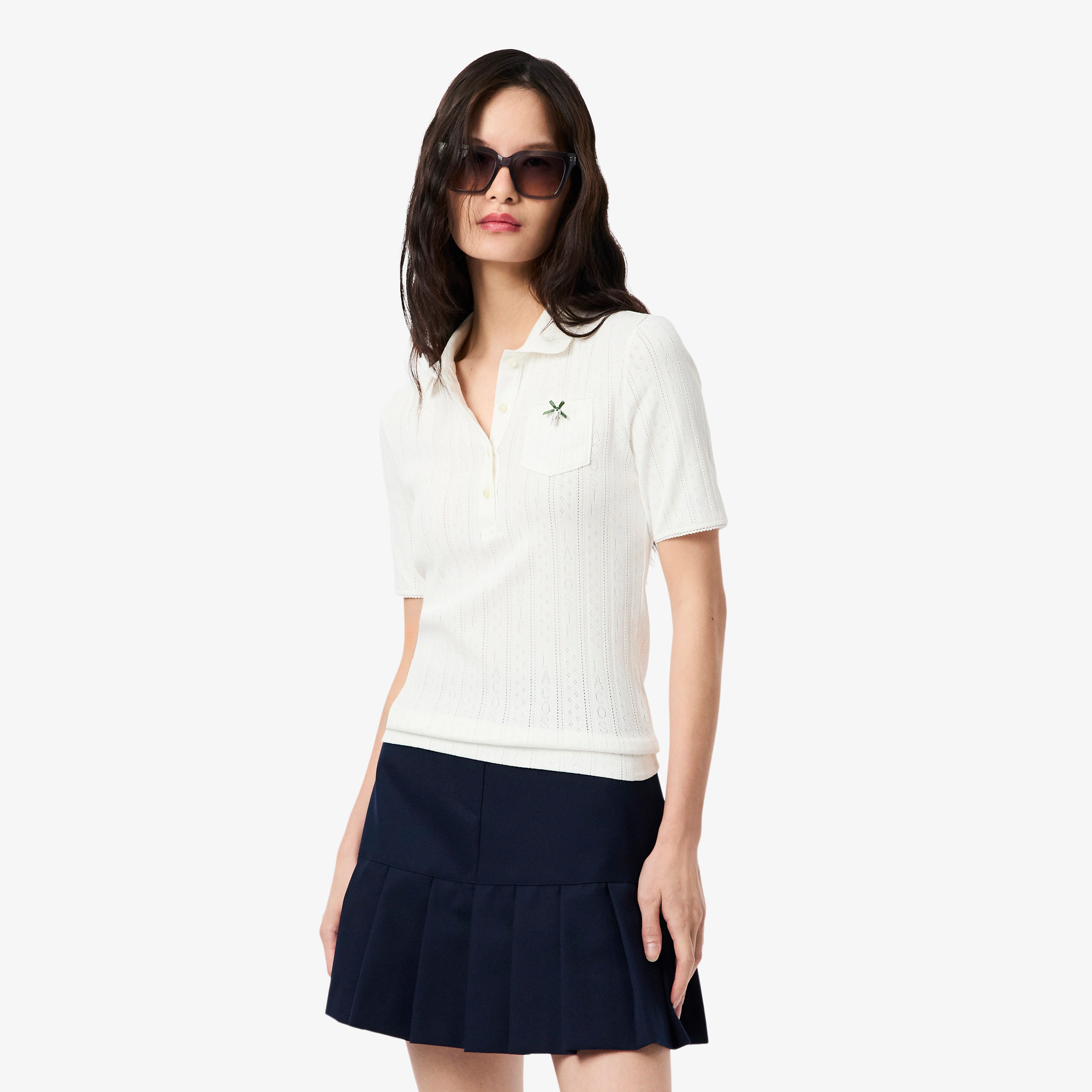 Women's Slim Fit Pointelle Branded L.12.D Polo