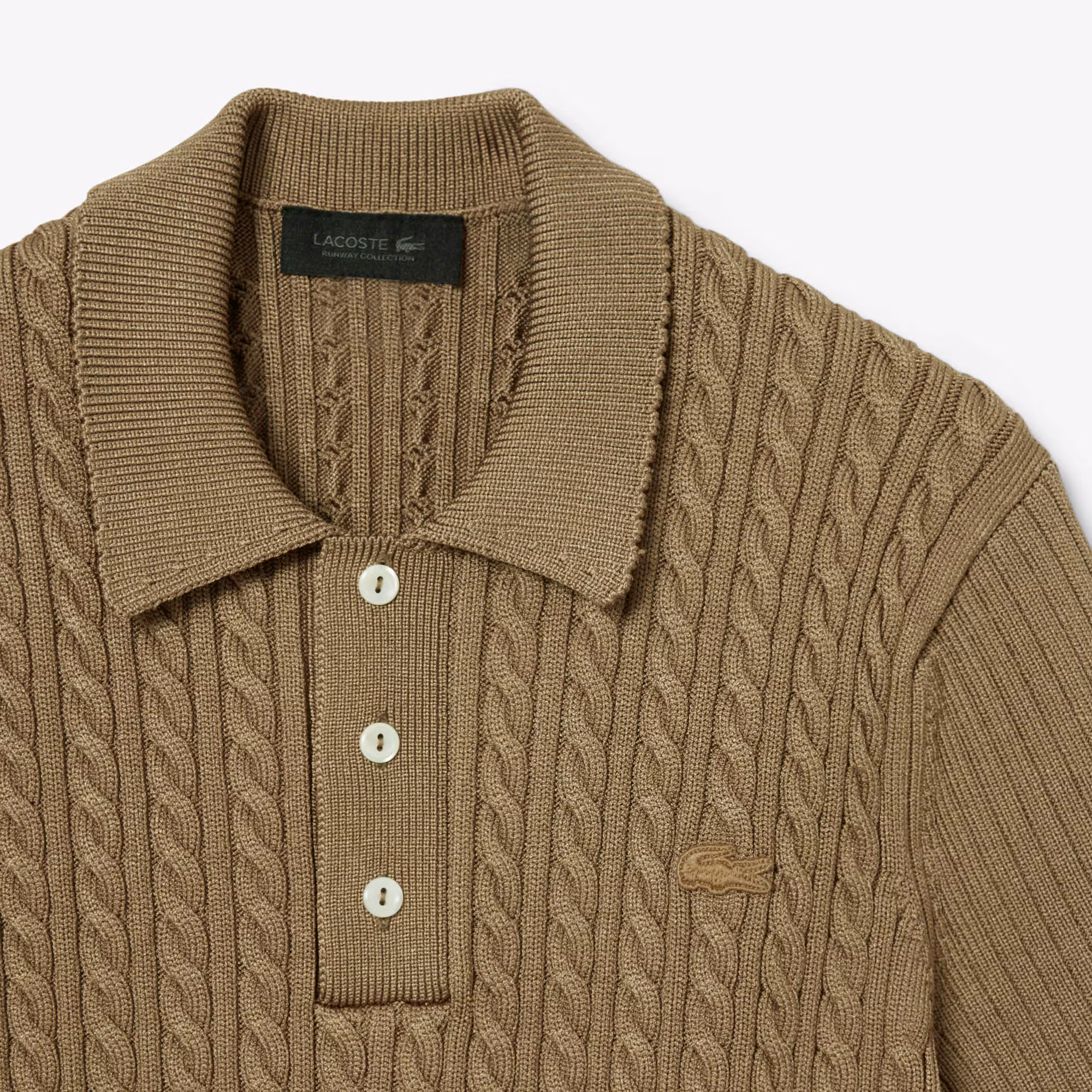 Runway Cable Knit Polo Collar Sweater