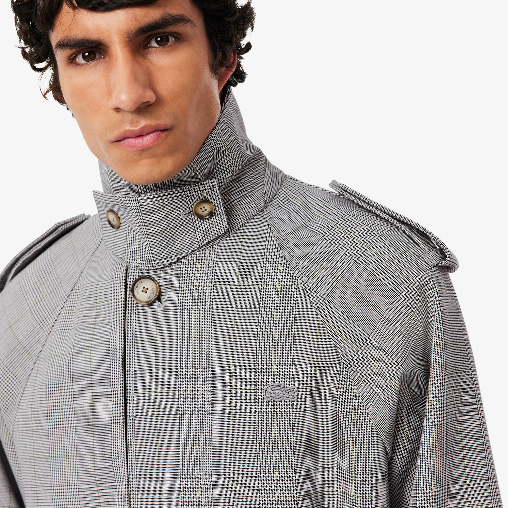 Men's Water-Repellent Plaid Trench Coat