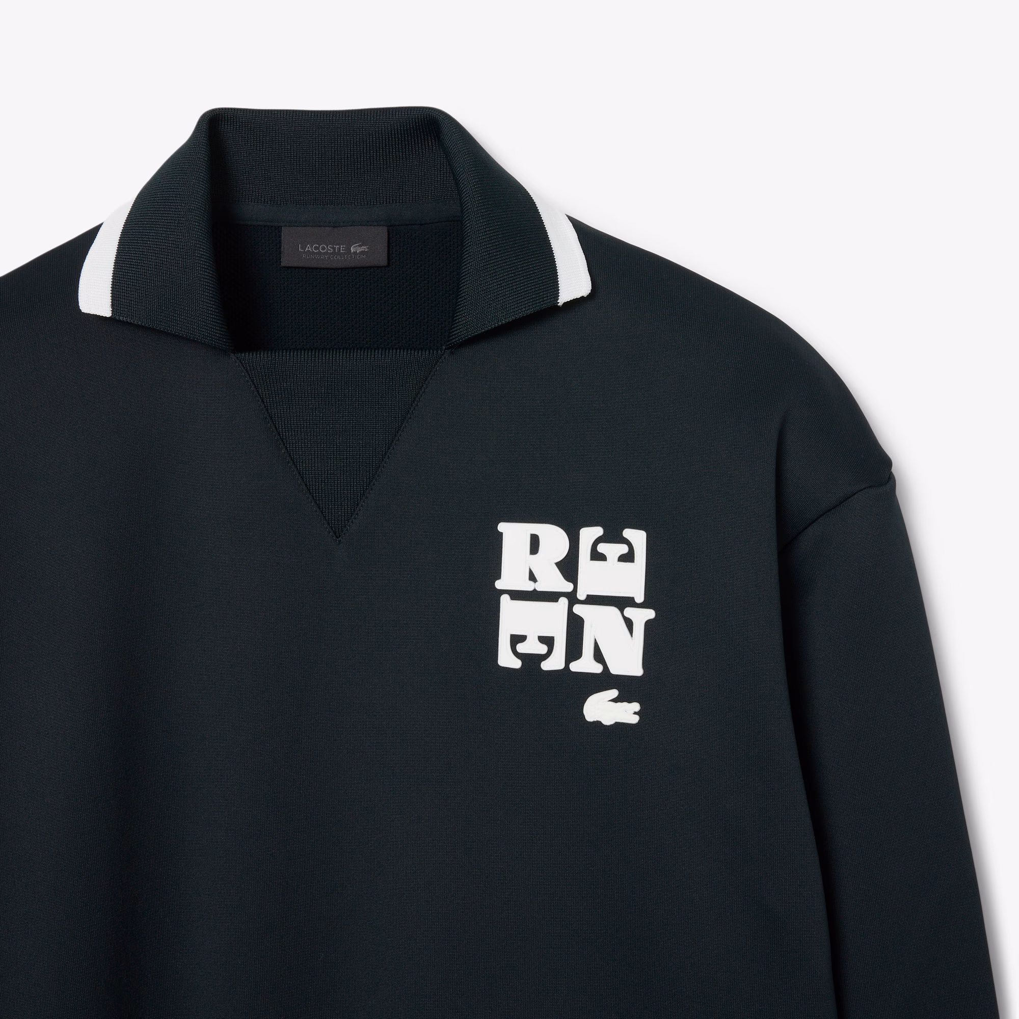 Runway Polo Shirt Collar Badge Accent Sweatshirt