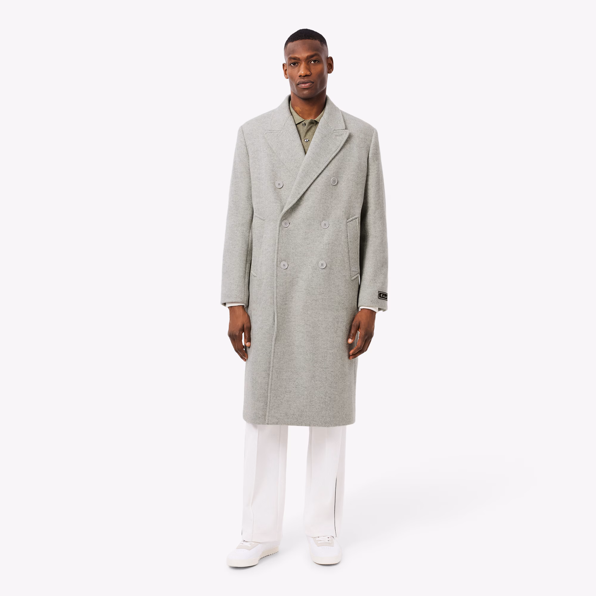 Men's Double-Breasted Chevron Wool Coat