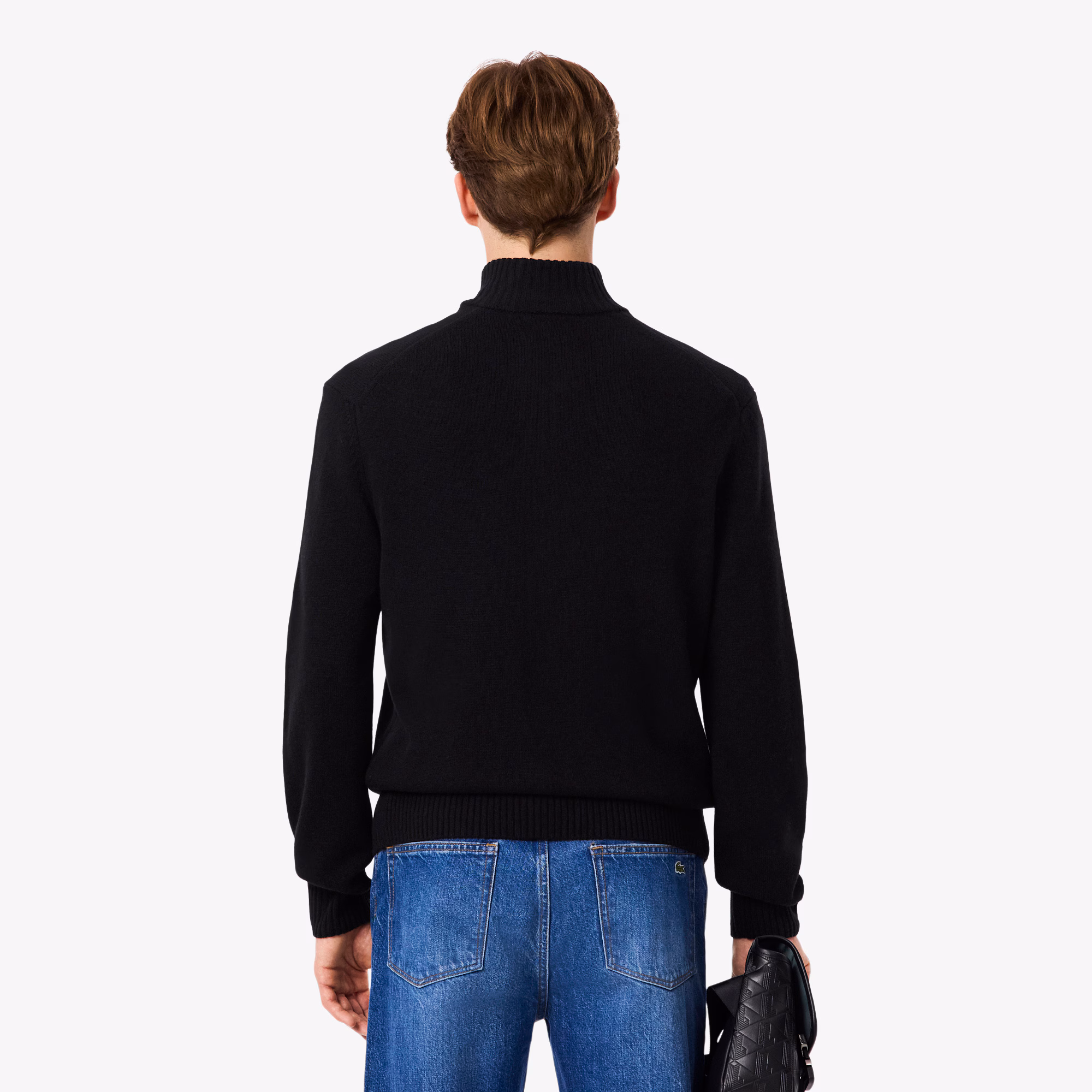 Men's Zip-Up High-Neck Wool Sweater
