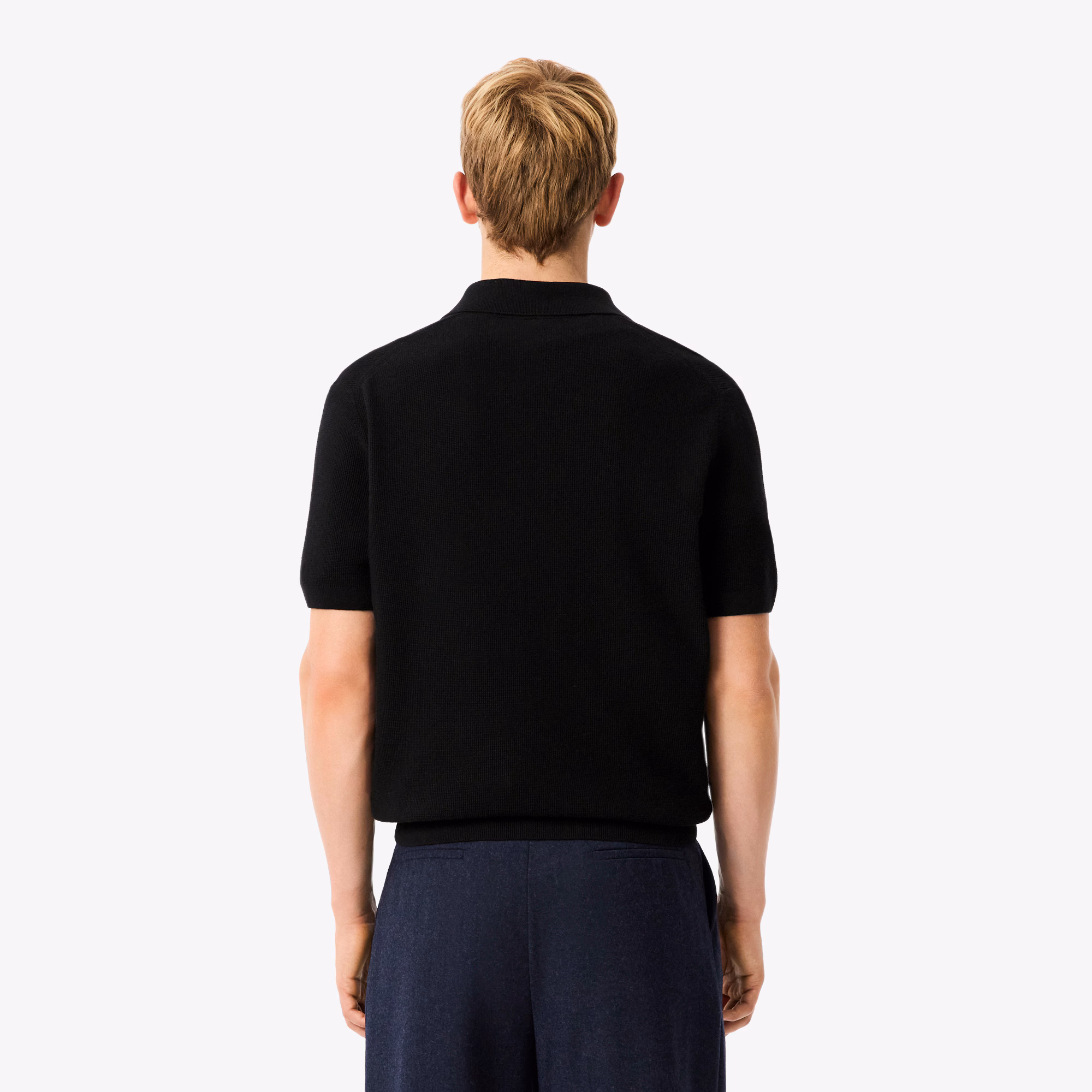 Men's Cotton Blend Open Polo Collar Sweater