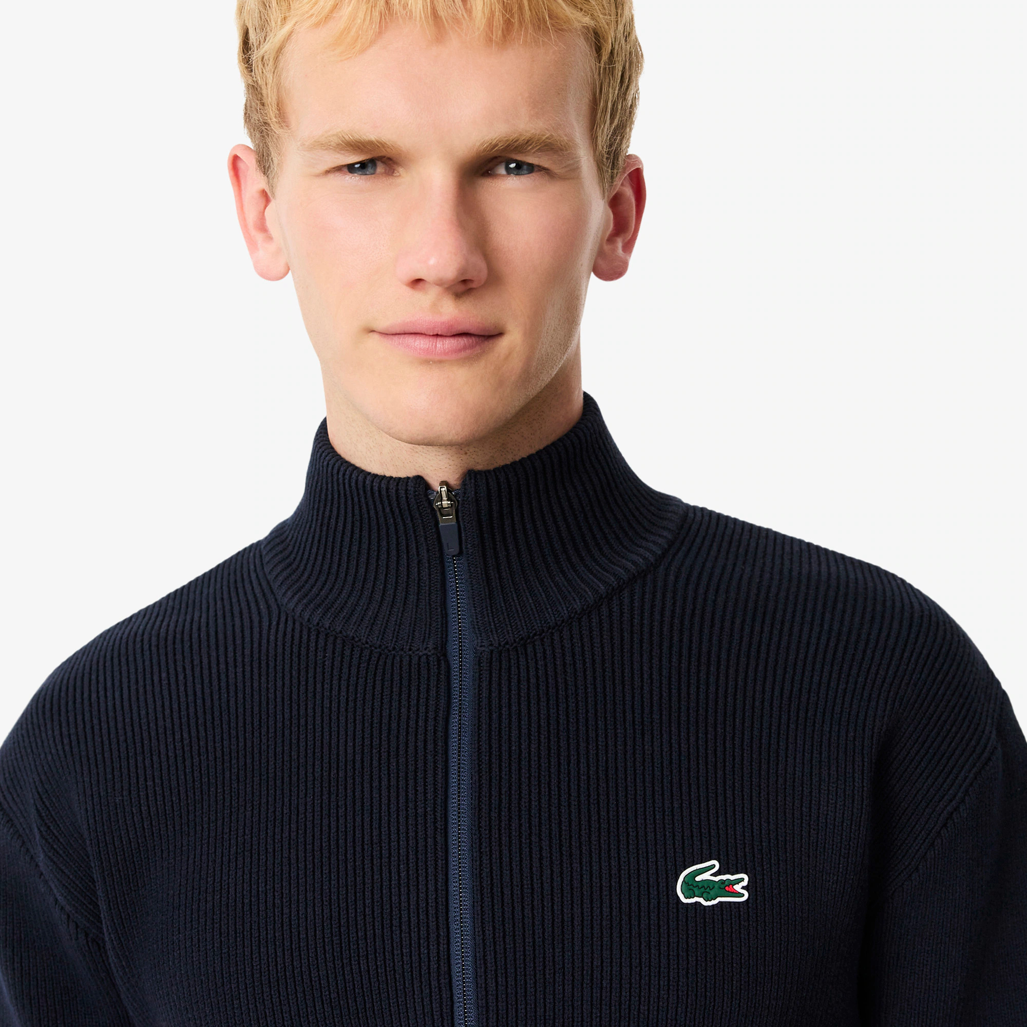Men's Ribbed Knit Zip-Up Golf Sweater