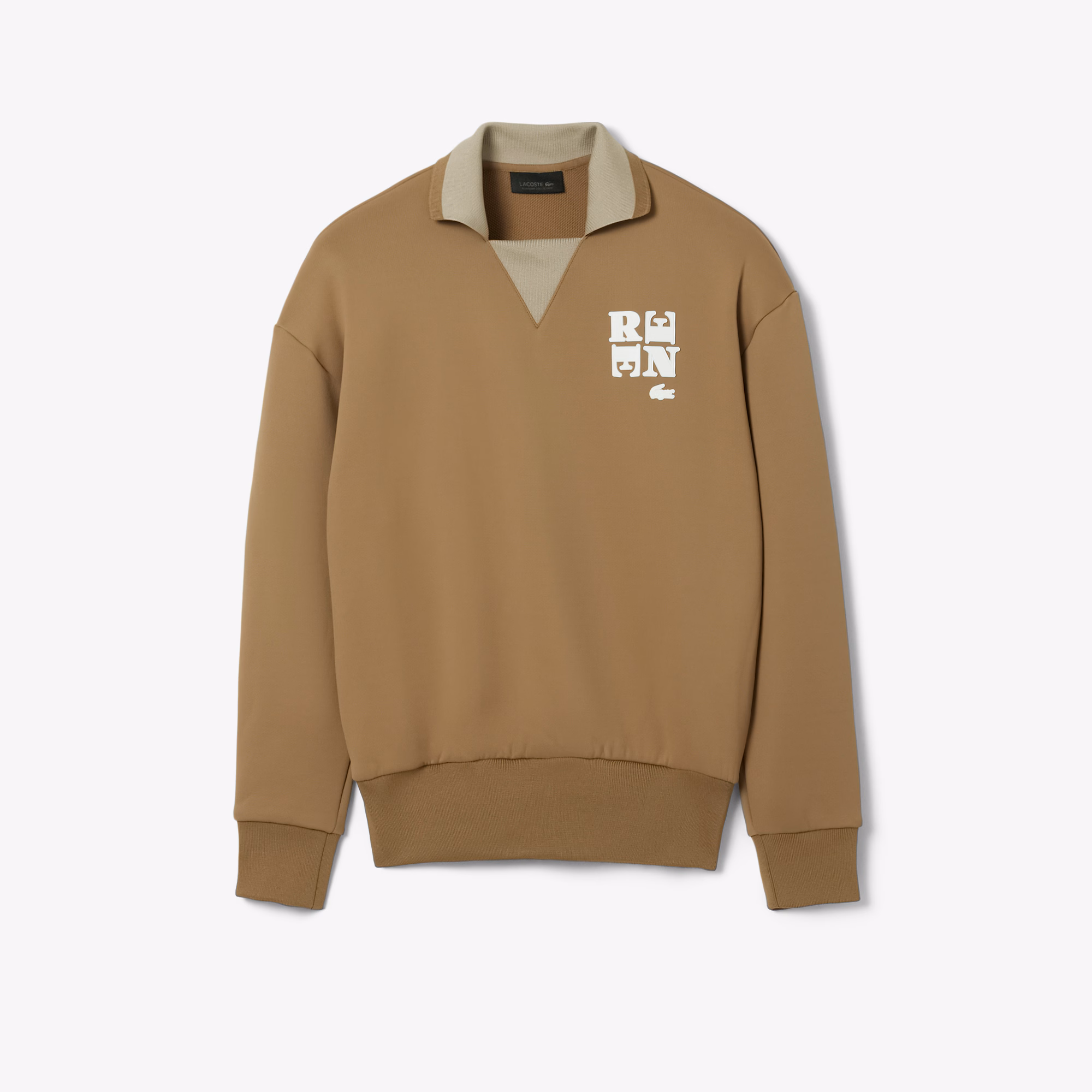 Runway Polo Shirt Collar Badge Accent Sweatshirt