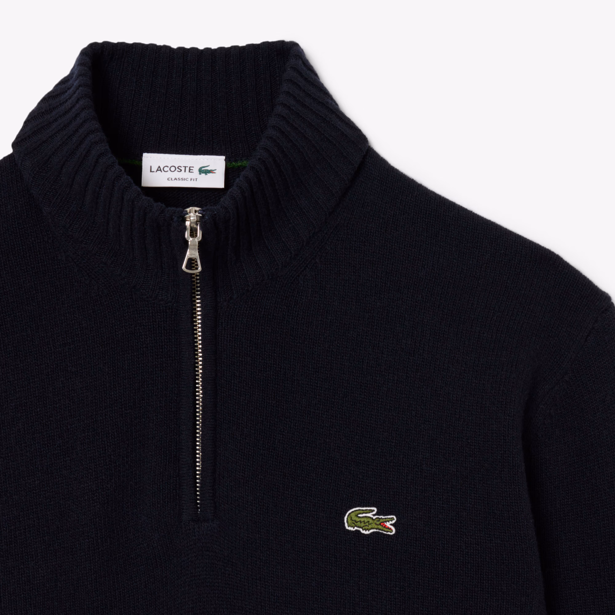 Men's Zip-Up High-Neck Wool Sweater