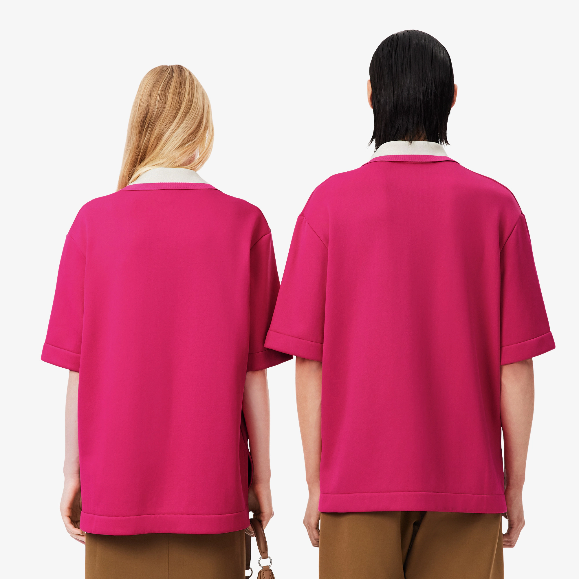 Runway Badge Accent Oversized Satin Polo Shirt