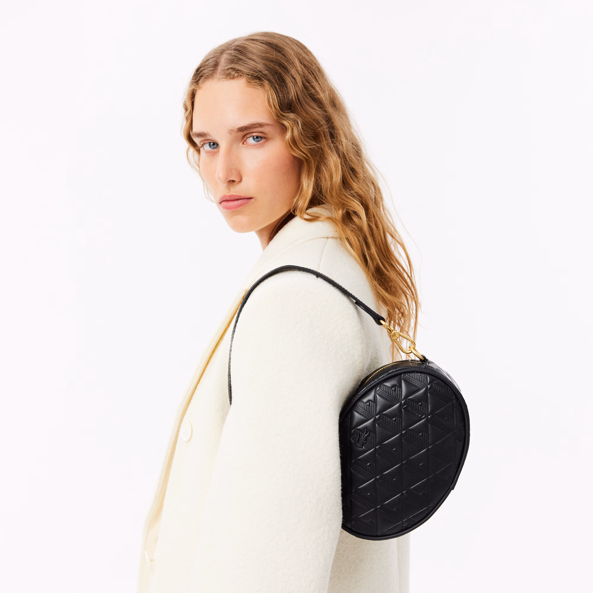 Maheki Oval Embossed Leather Bag