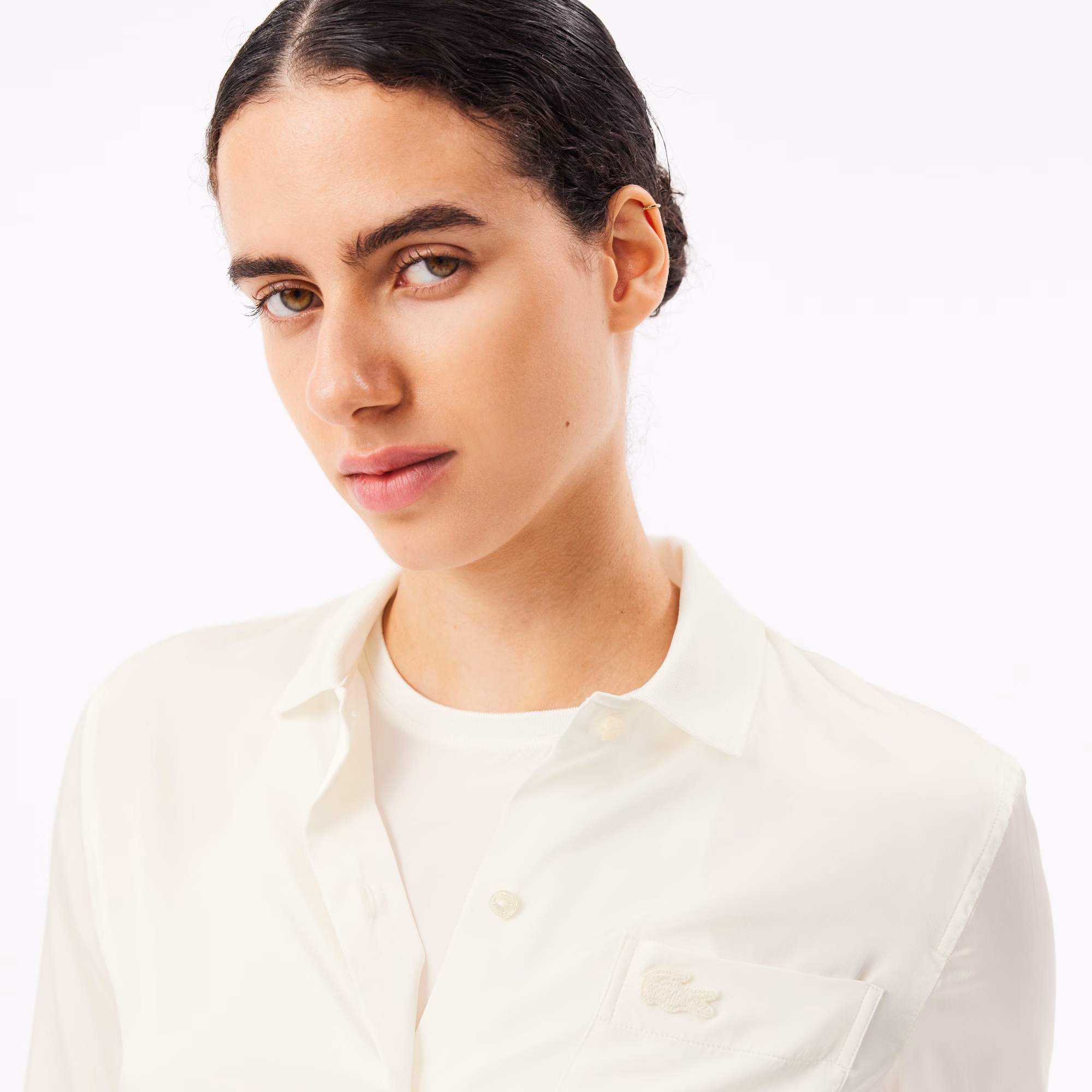 Women's Slim Fit Ribbed Collar Shirt