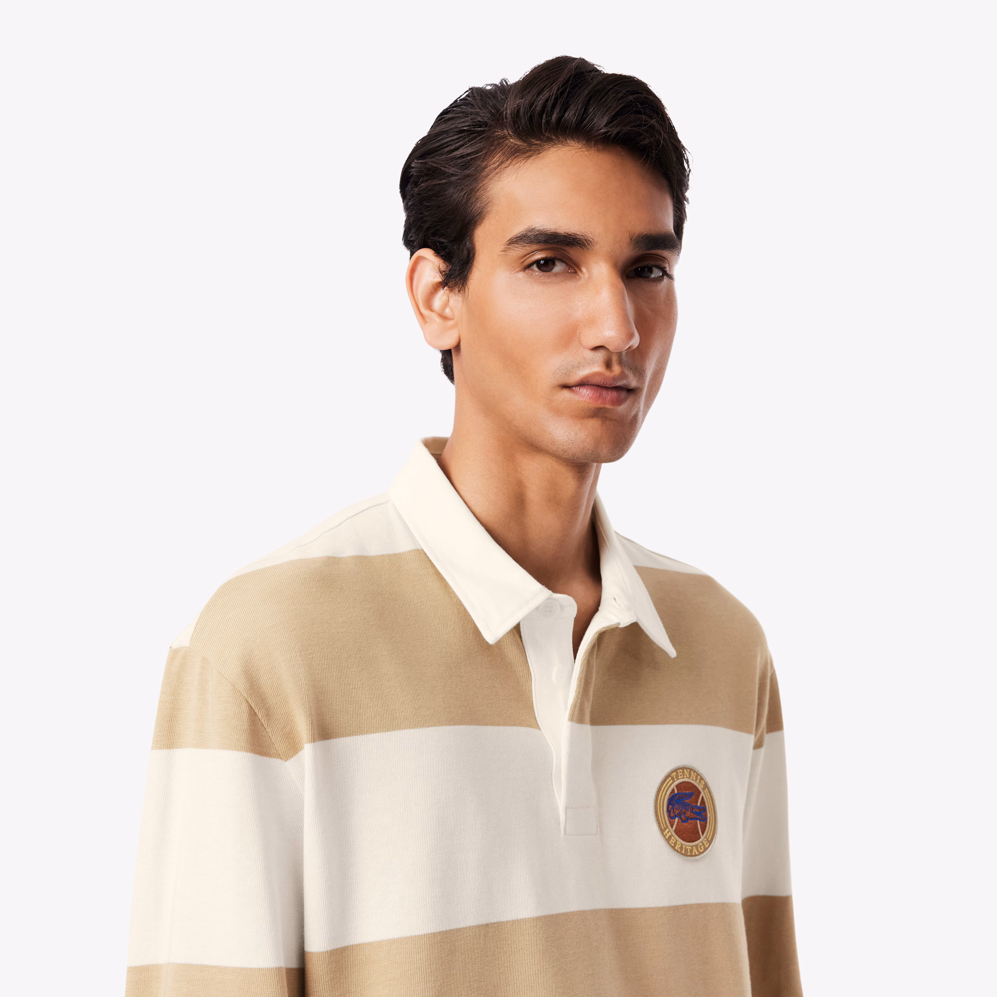 Men's Relaxed Fit Striped Rugby Polo