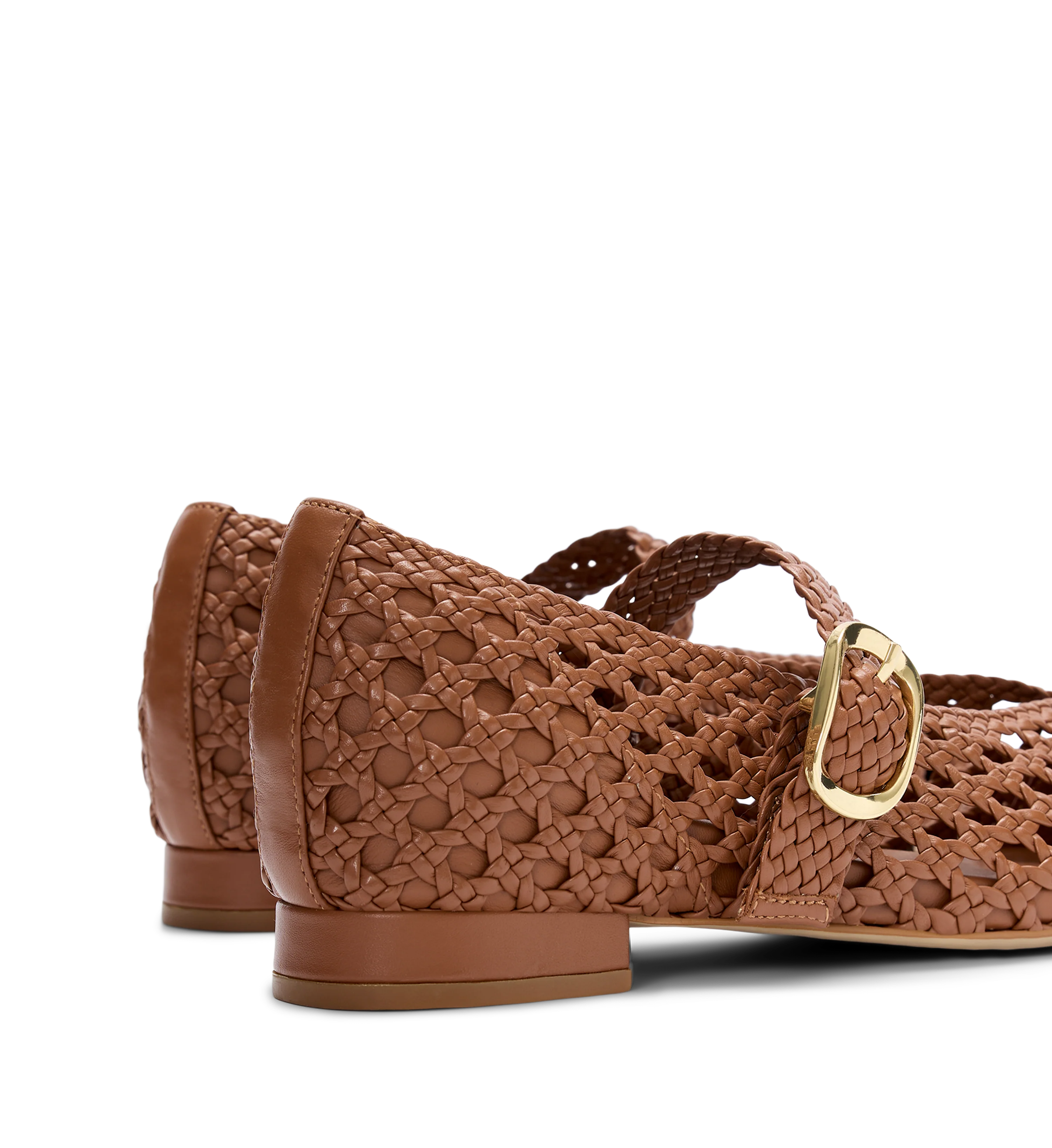Forktail Walnut Tan Woven Leather Ballet Flats