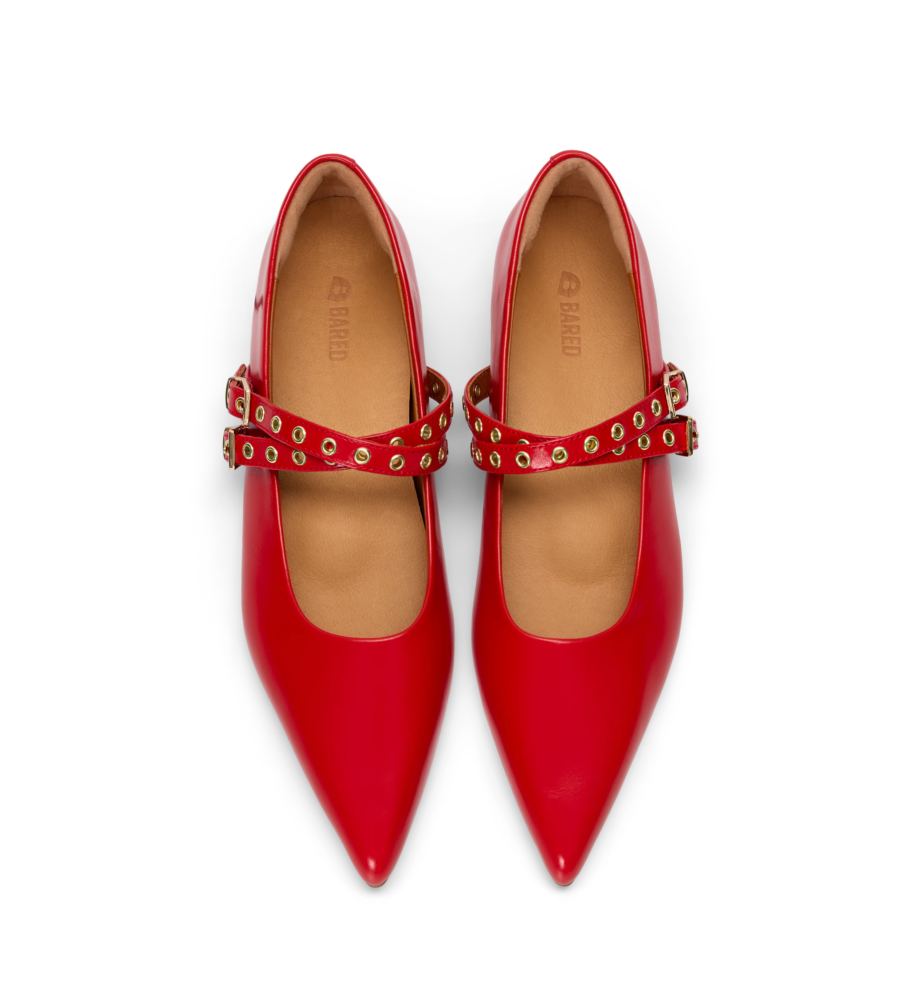 Pipilo Poppy Red Leather & Hardware Ballet flats