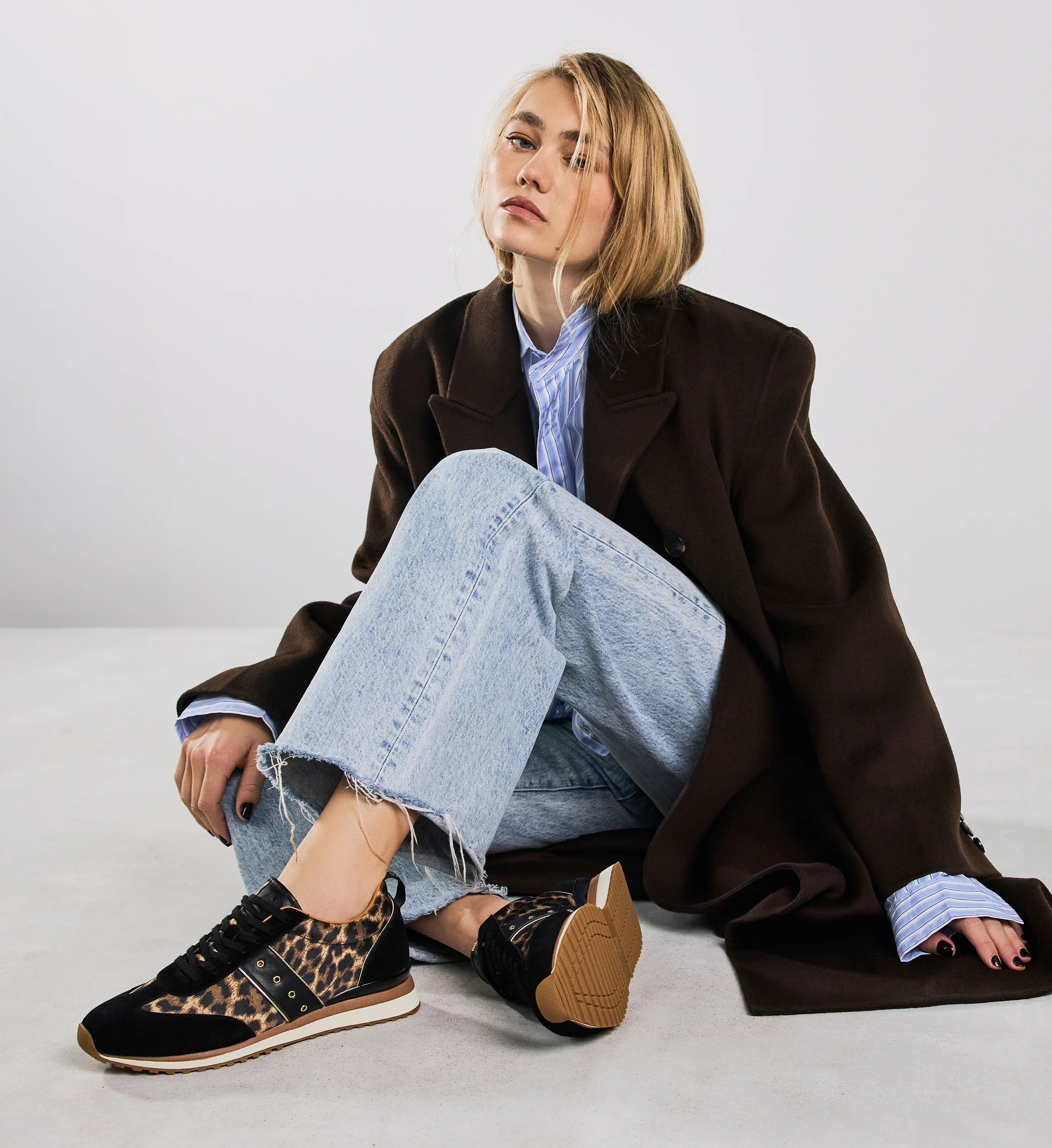 Saker 2 Leopard Print Satin & Suede Sneakers