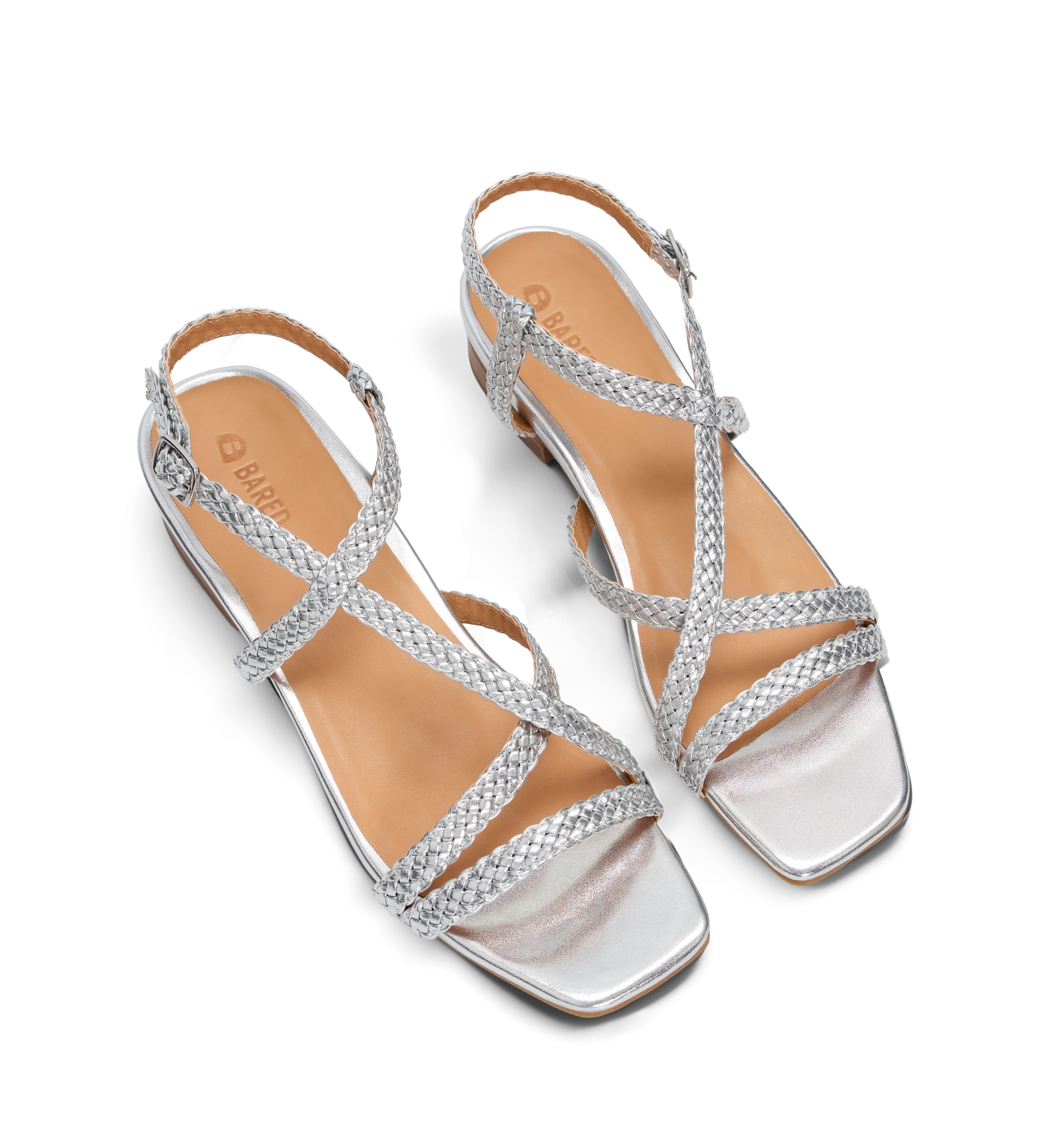 Wrentit Silver Woven Leather Sandals
