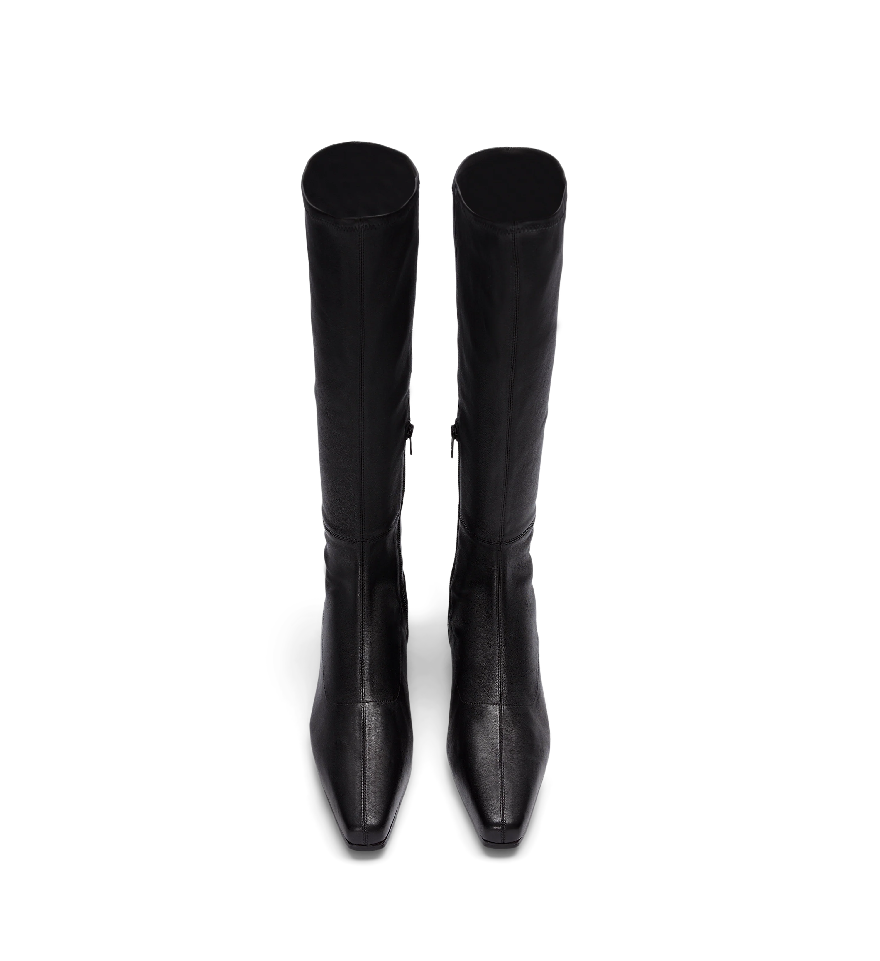 Remiz Black Stretch Leather Knee High Boots