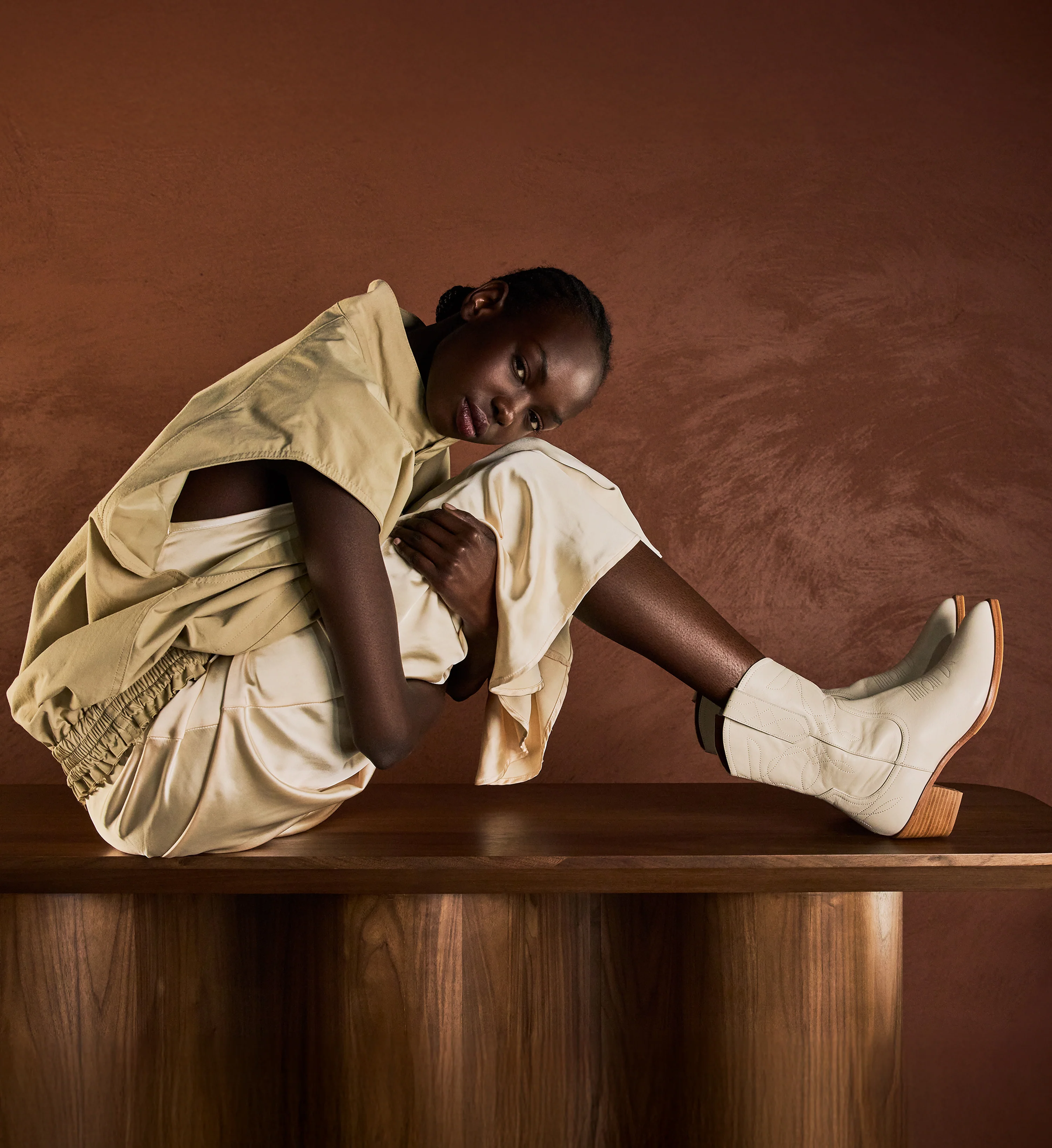 Strix Off White Leather Heeled Boots