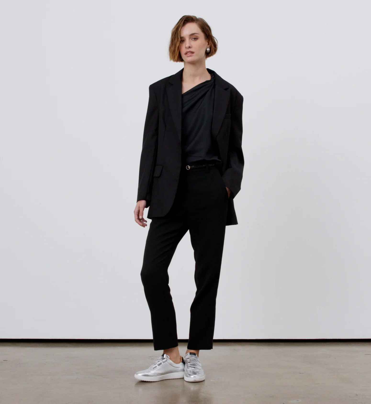 Grandala Silver Leather Sneakers