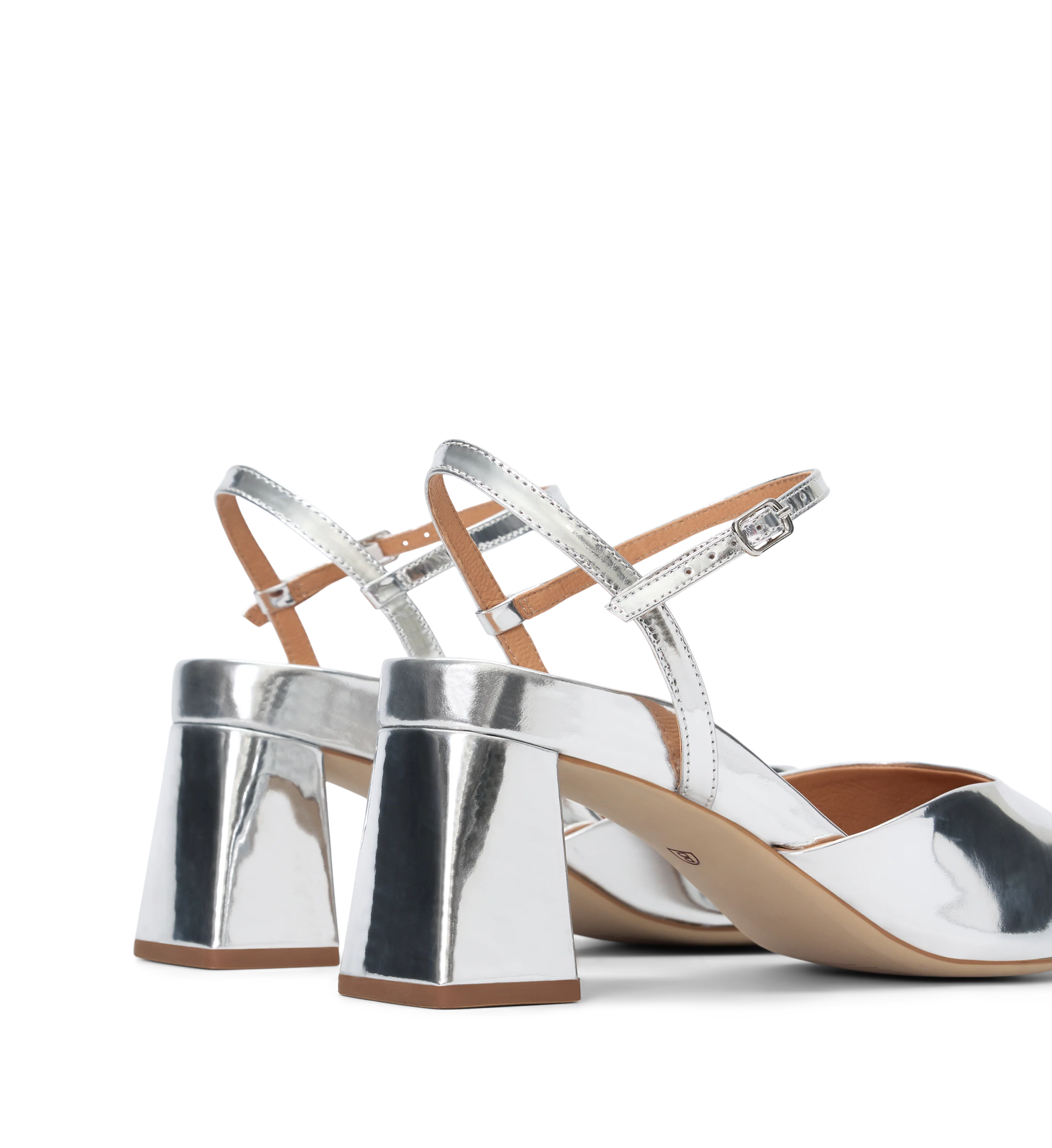 Calandra Silver Patent Leather Closed Toe Heels