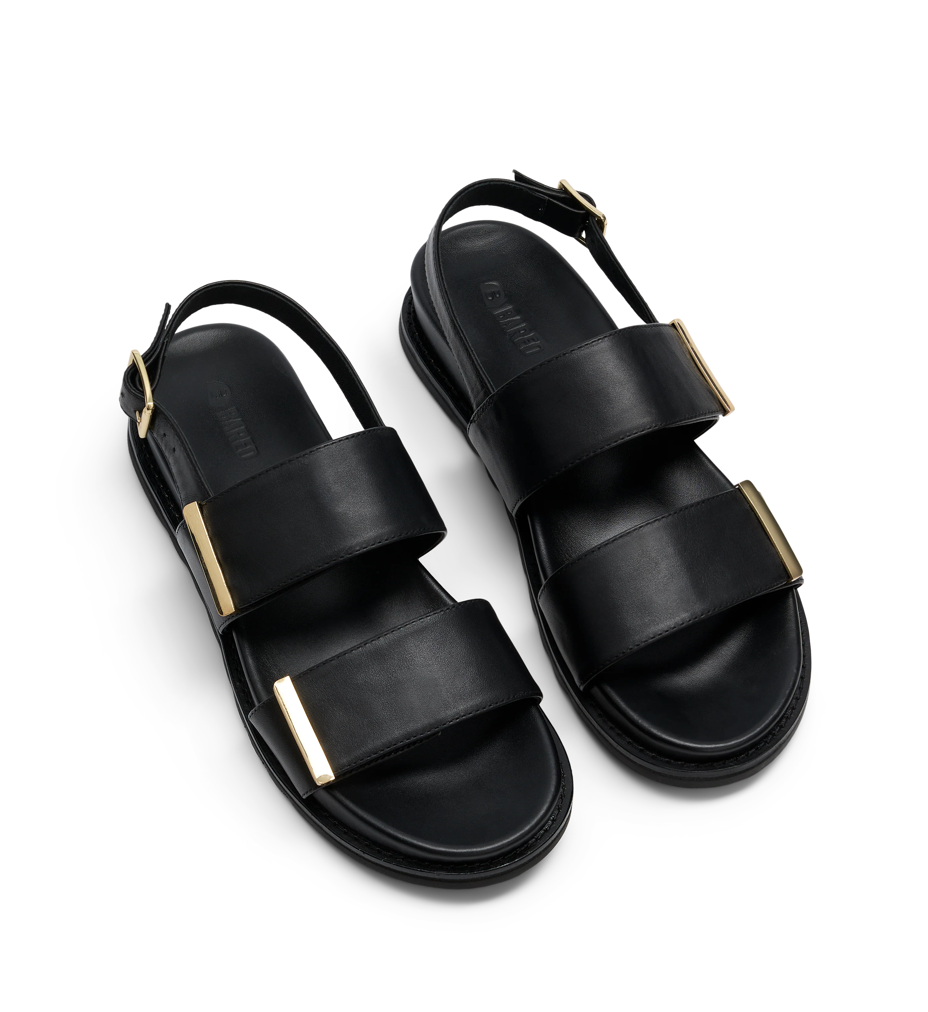 Goura Black Leather & Hardware Chunky Sandals
