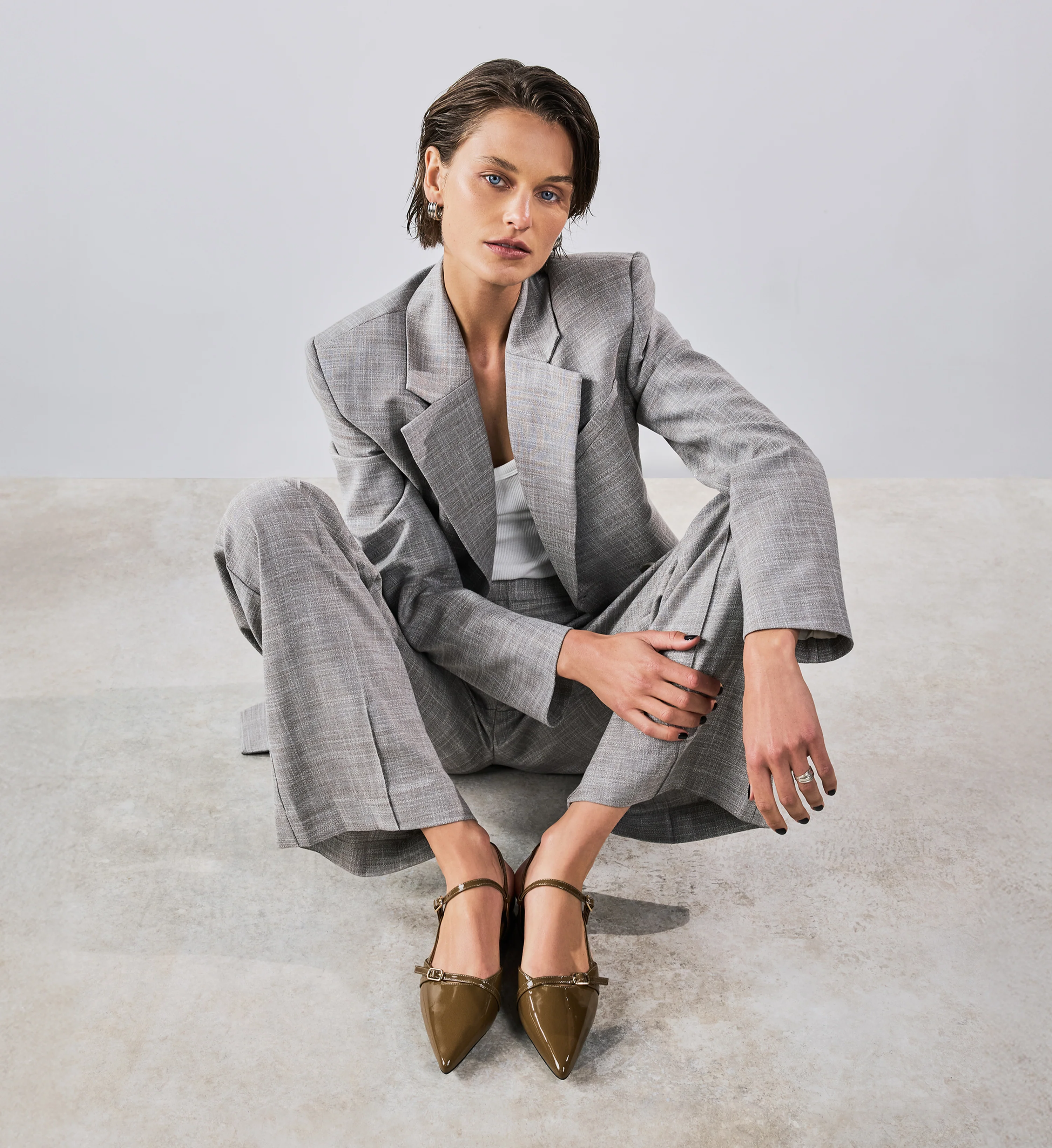 Firecrown 2 Olive Green Patent Leather Flats