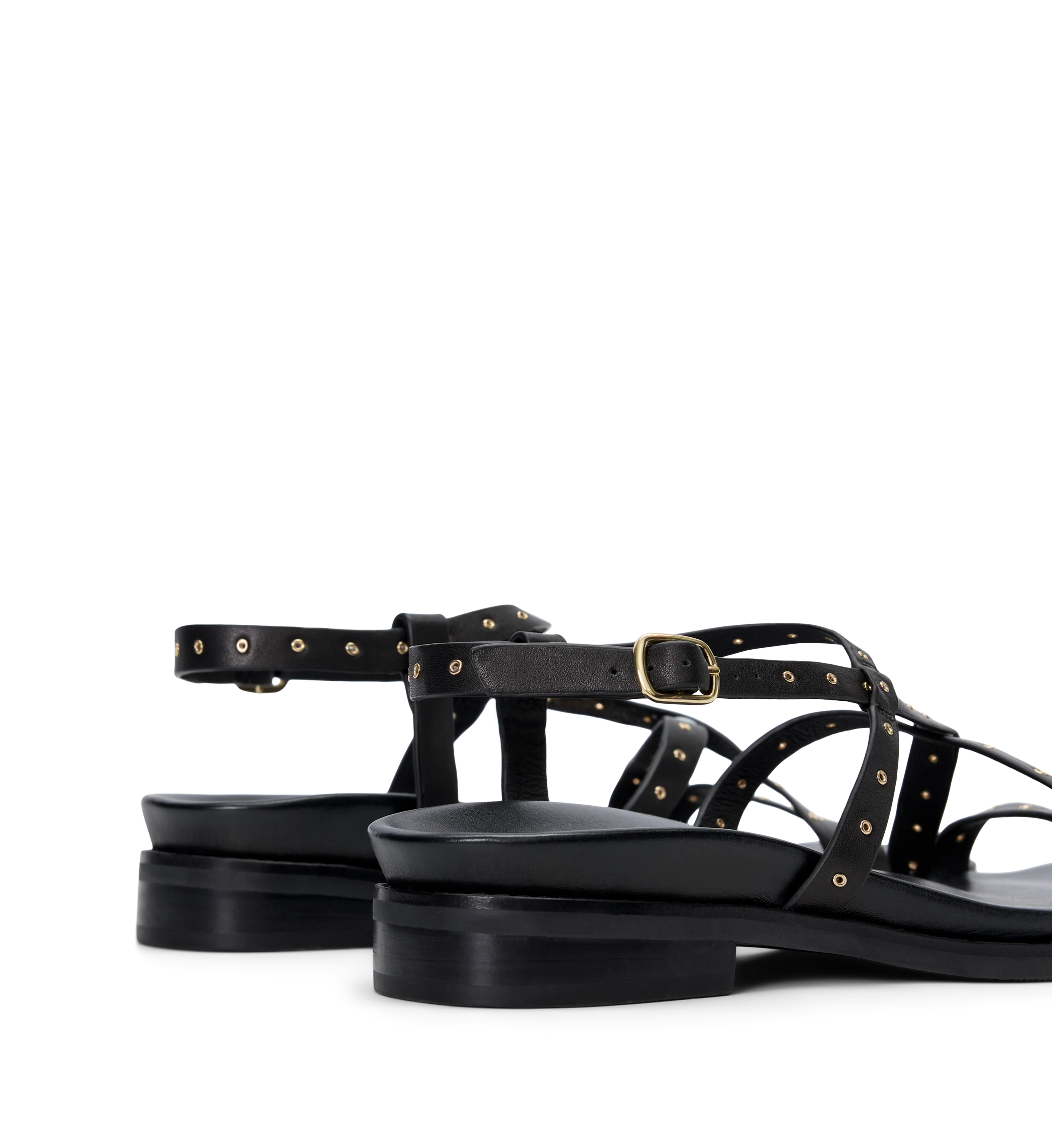 Wrentit Black Leather & Hardware Sandals