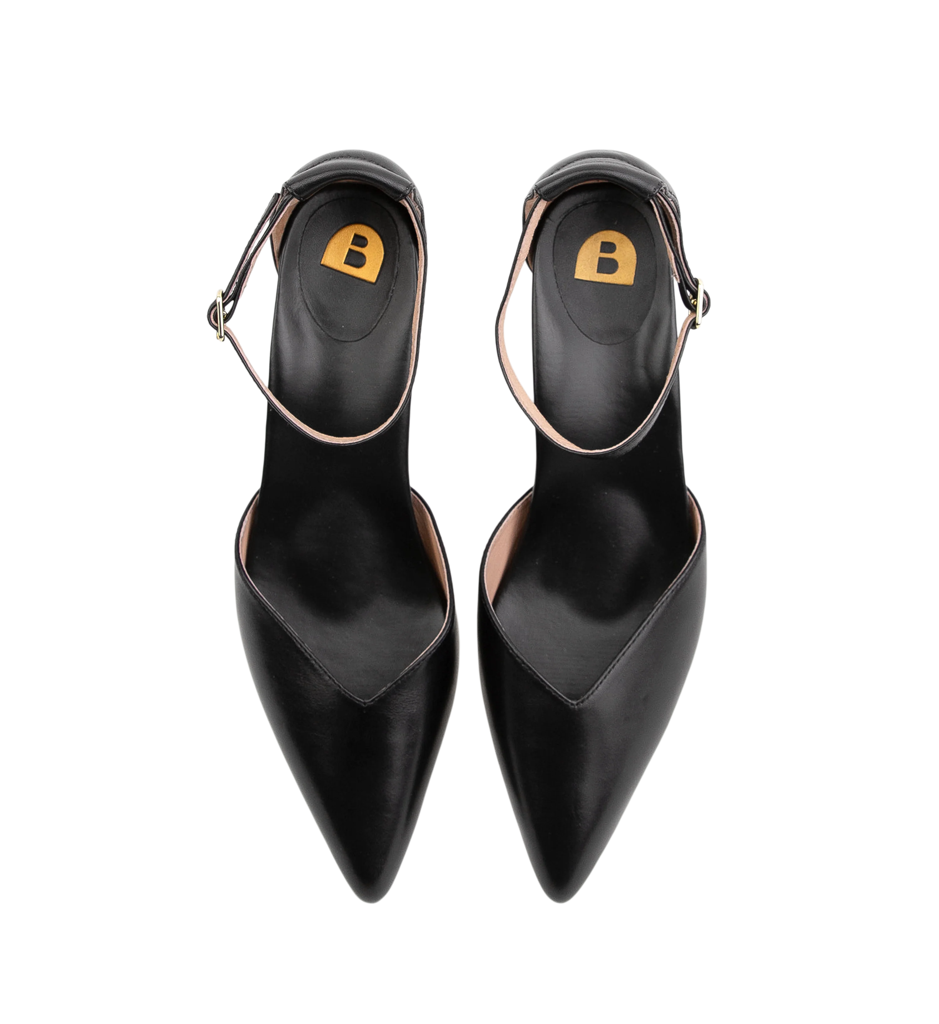 Buteo Black Leather Low Heels