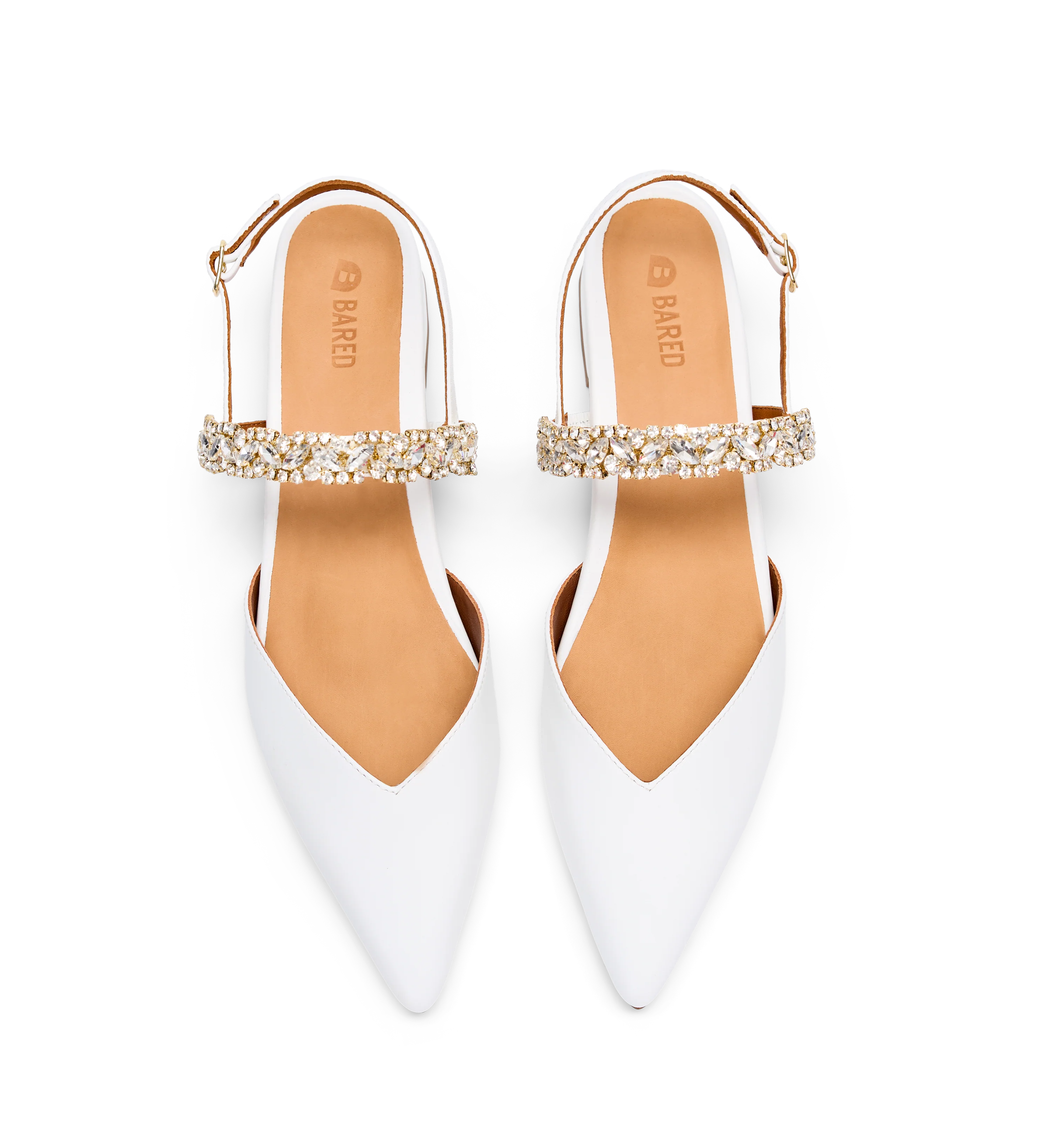 Riparia White Leather & Hardware Flats