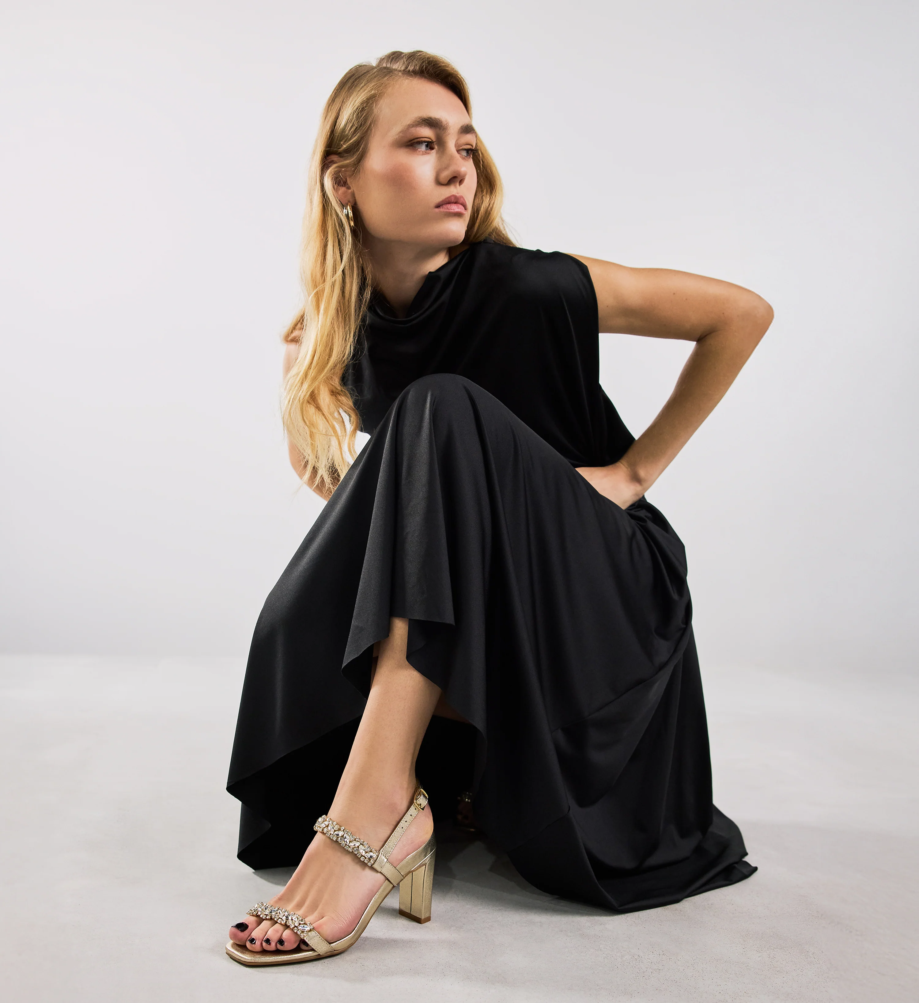 Chilia Gold Leather & Hardware High Heels