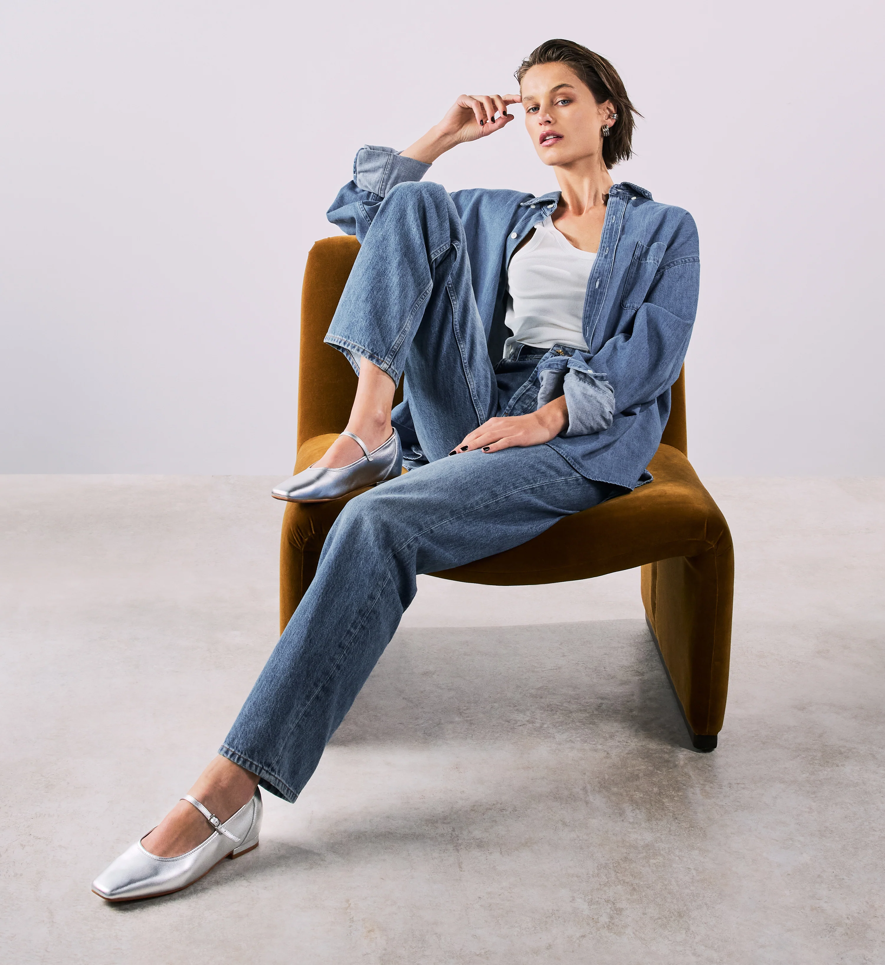 Surfbird Silver Leather Ballet Flats