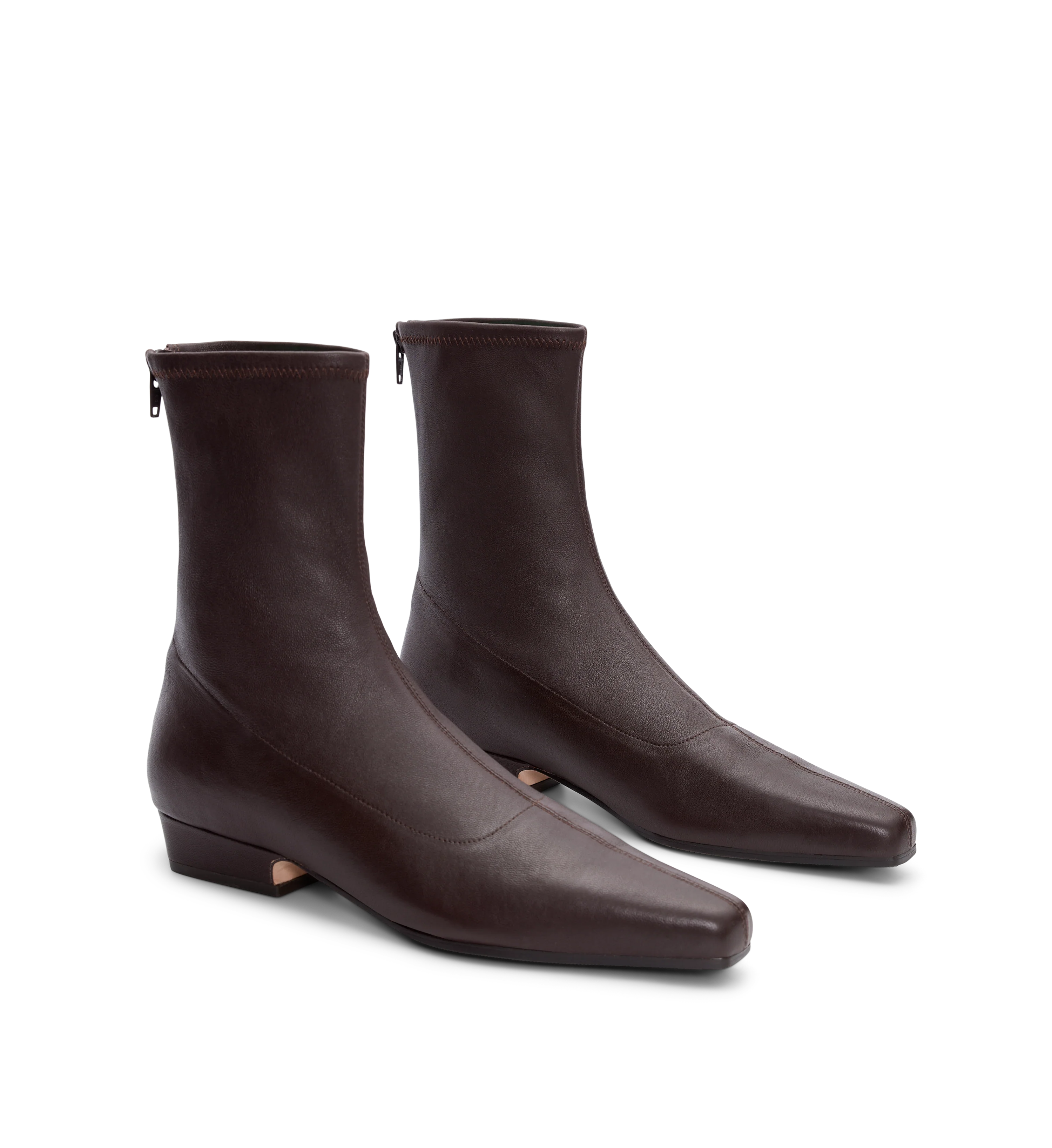 Rook Chocolate Brown Stretch Leather Flat Boots
