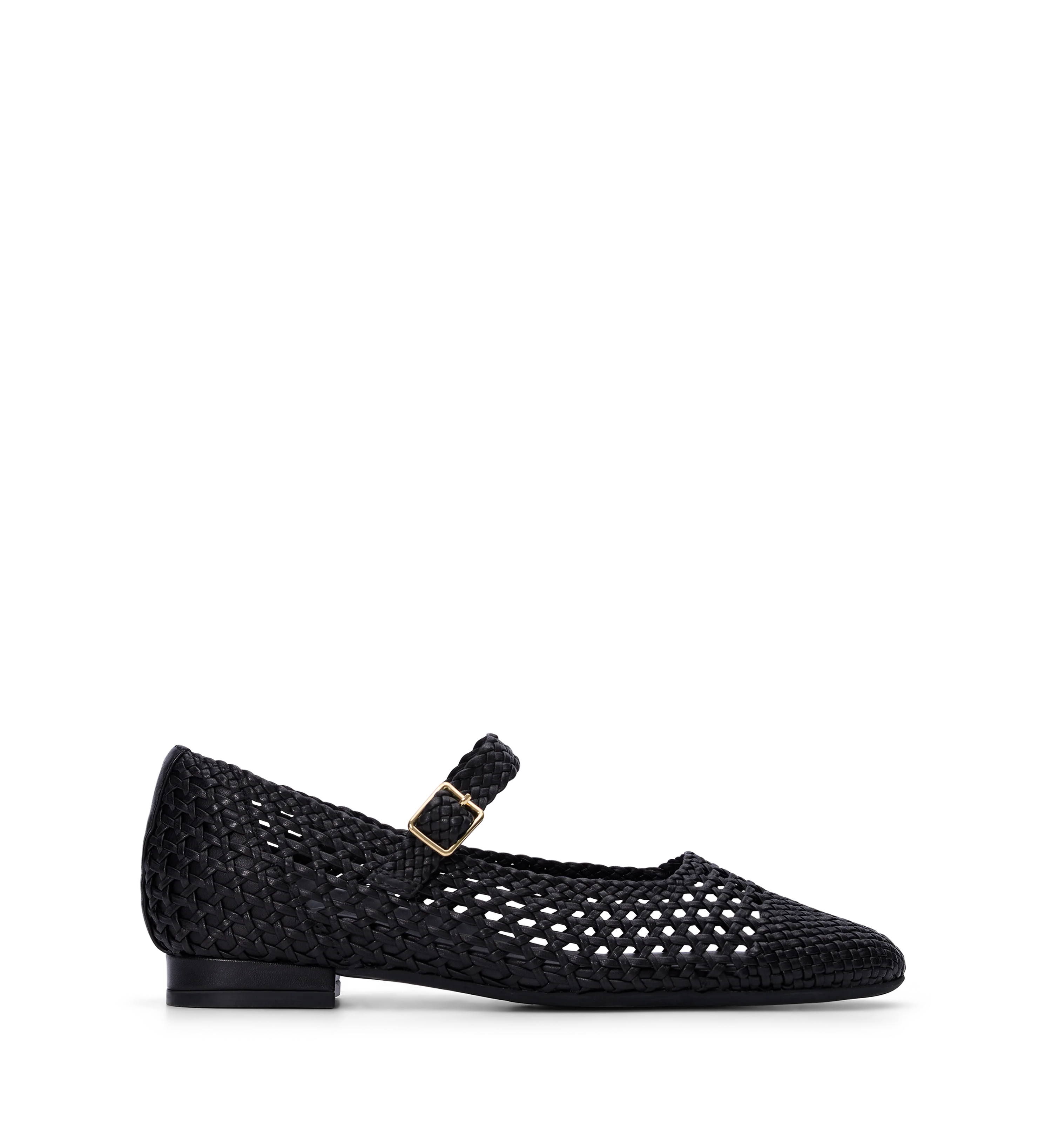 Whip Black Braided Leather Ballet Flats