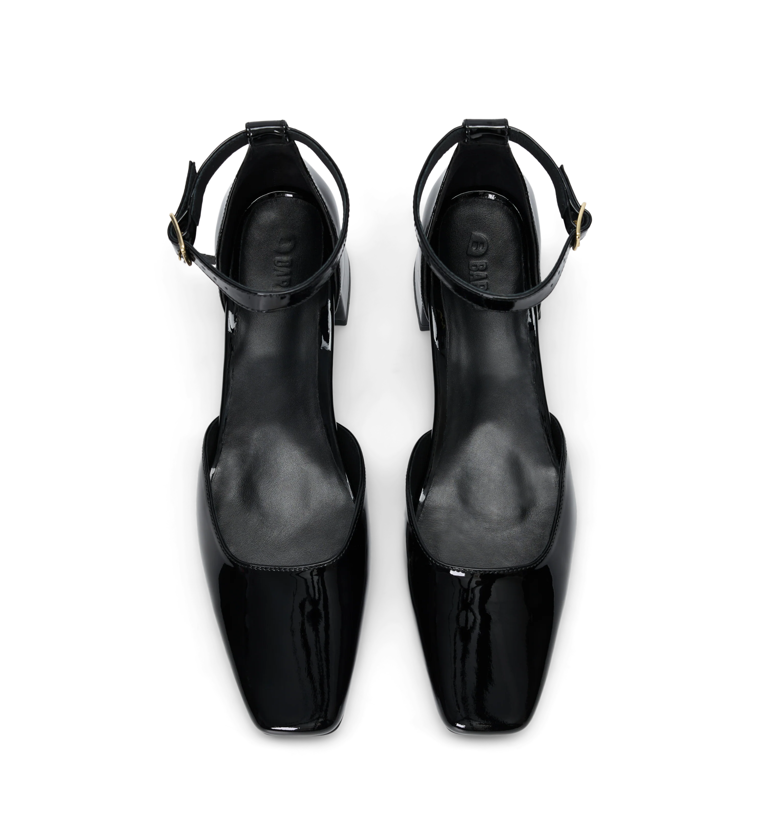 Buttonquail Black Patent Leather Low Heels