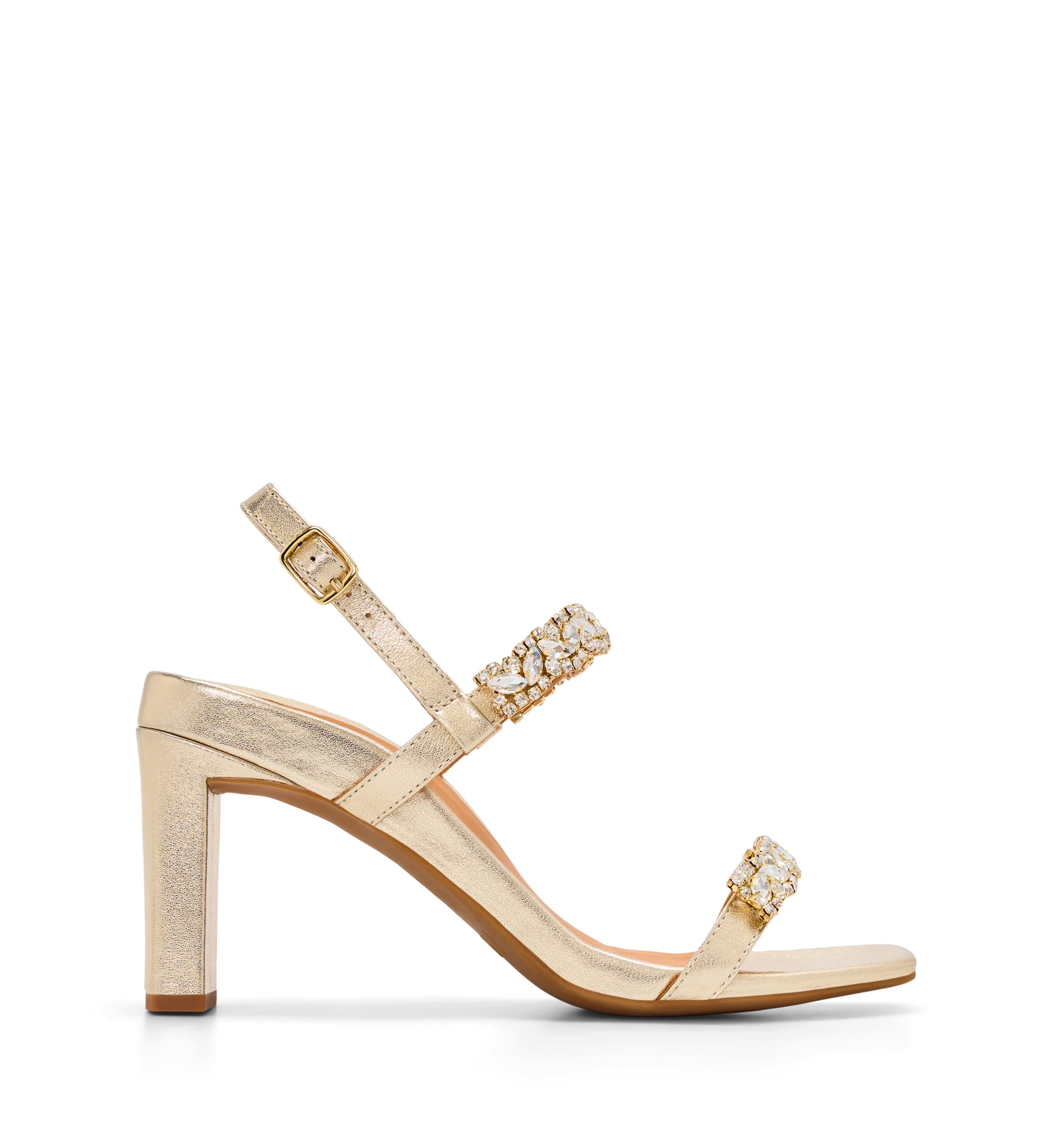 Chilia Gold Leather & Hardware High Heels