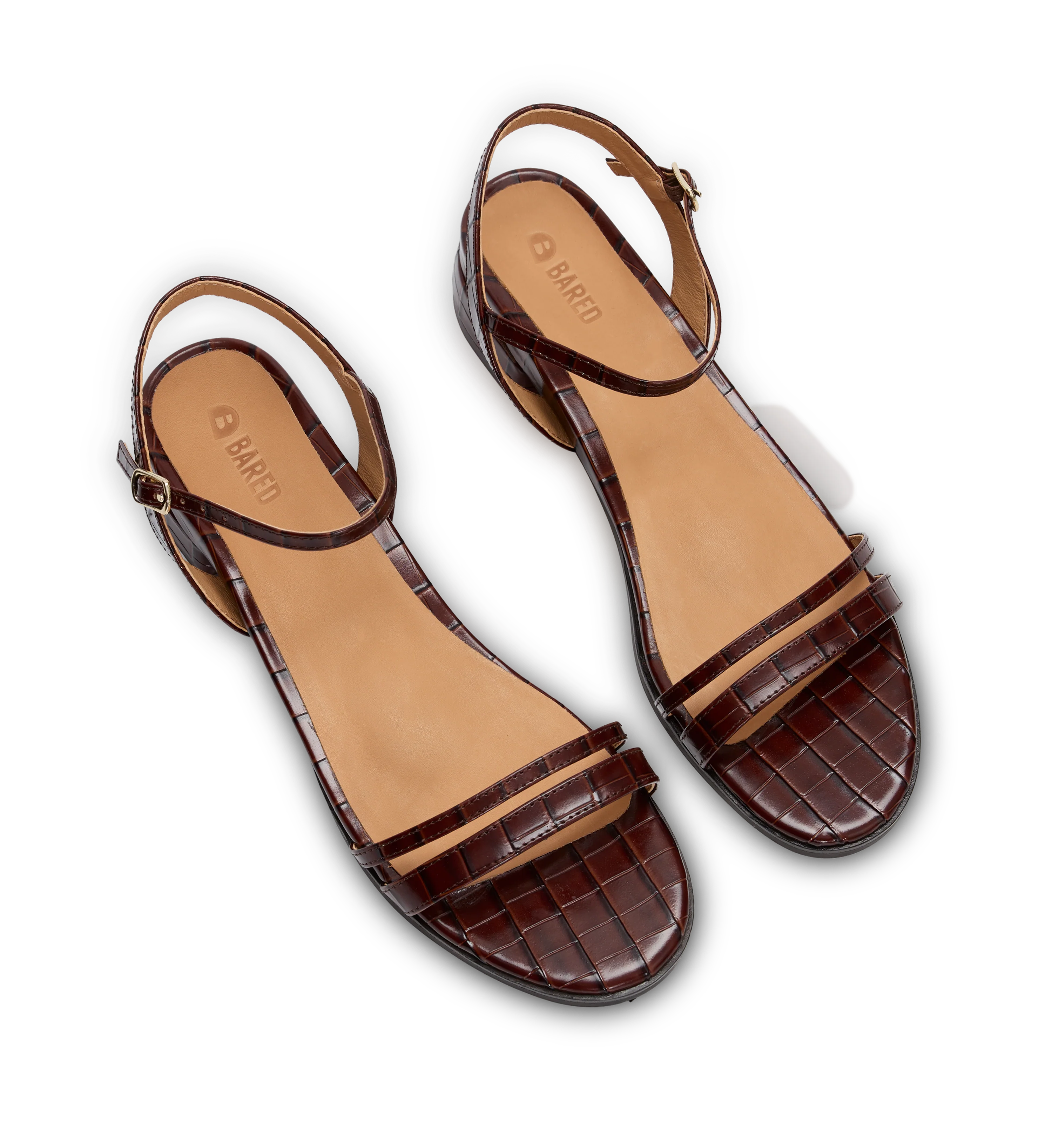 Emberiza Chocolate Brown Croc Emboss Leather Sandals