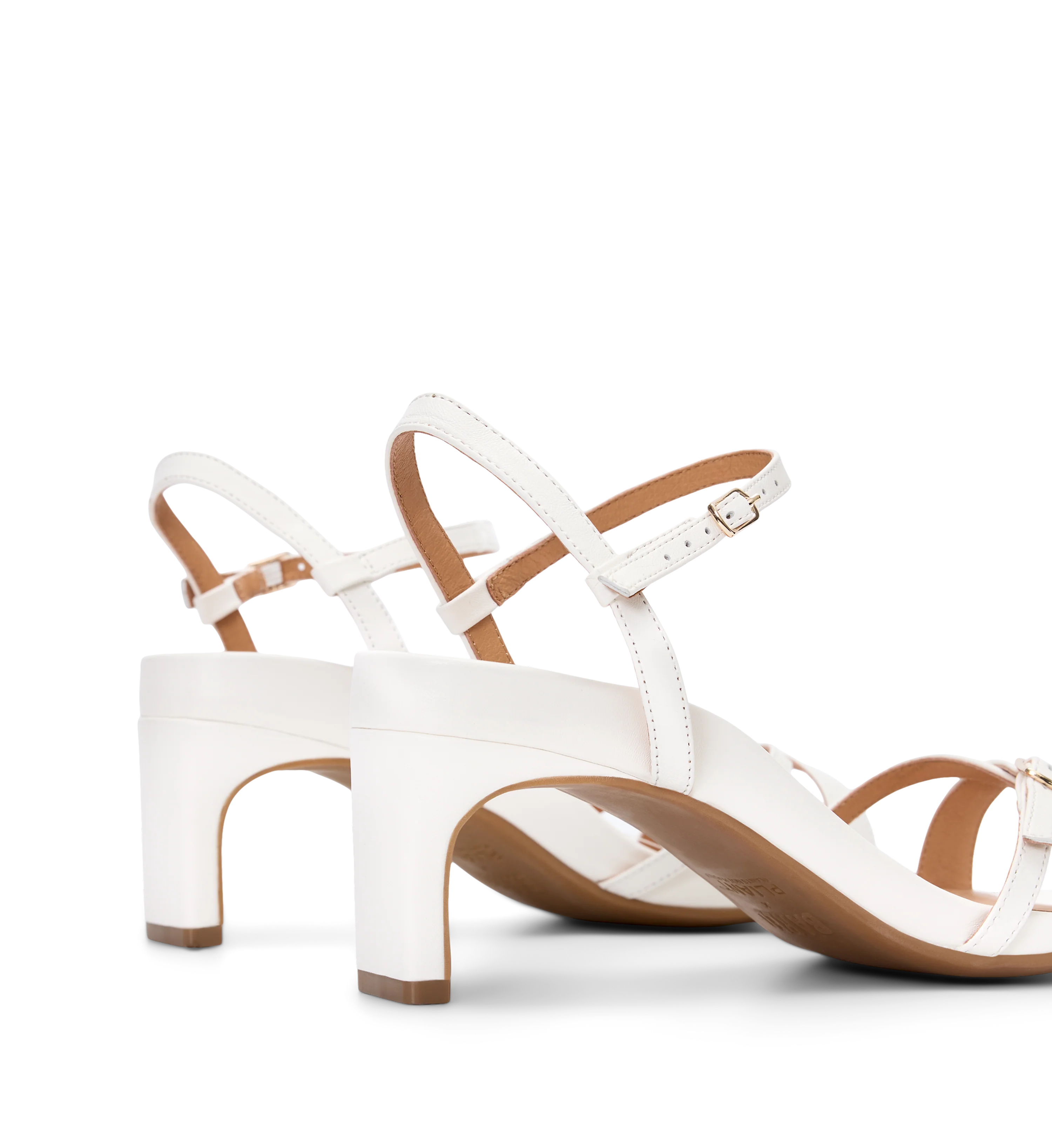 Monarch White Leather Low Heels