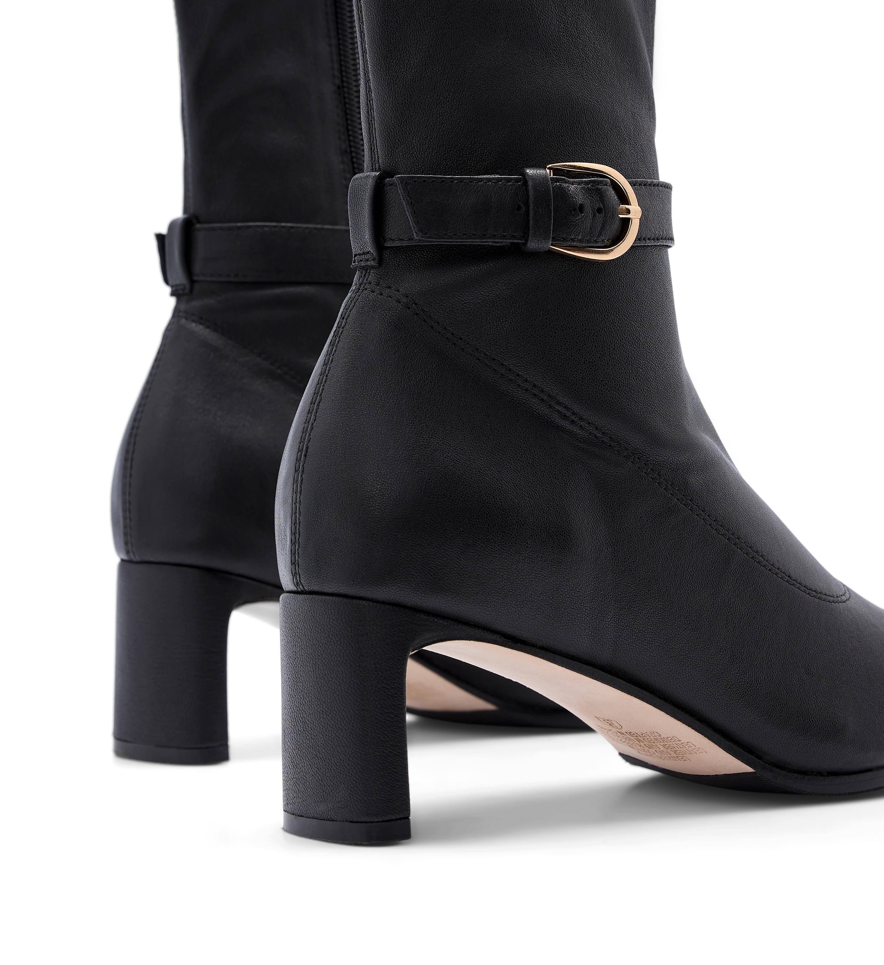 Trocaz Black Stretch Leather Heeled Boots