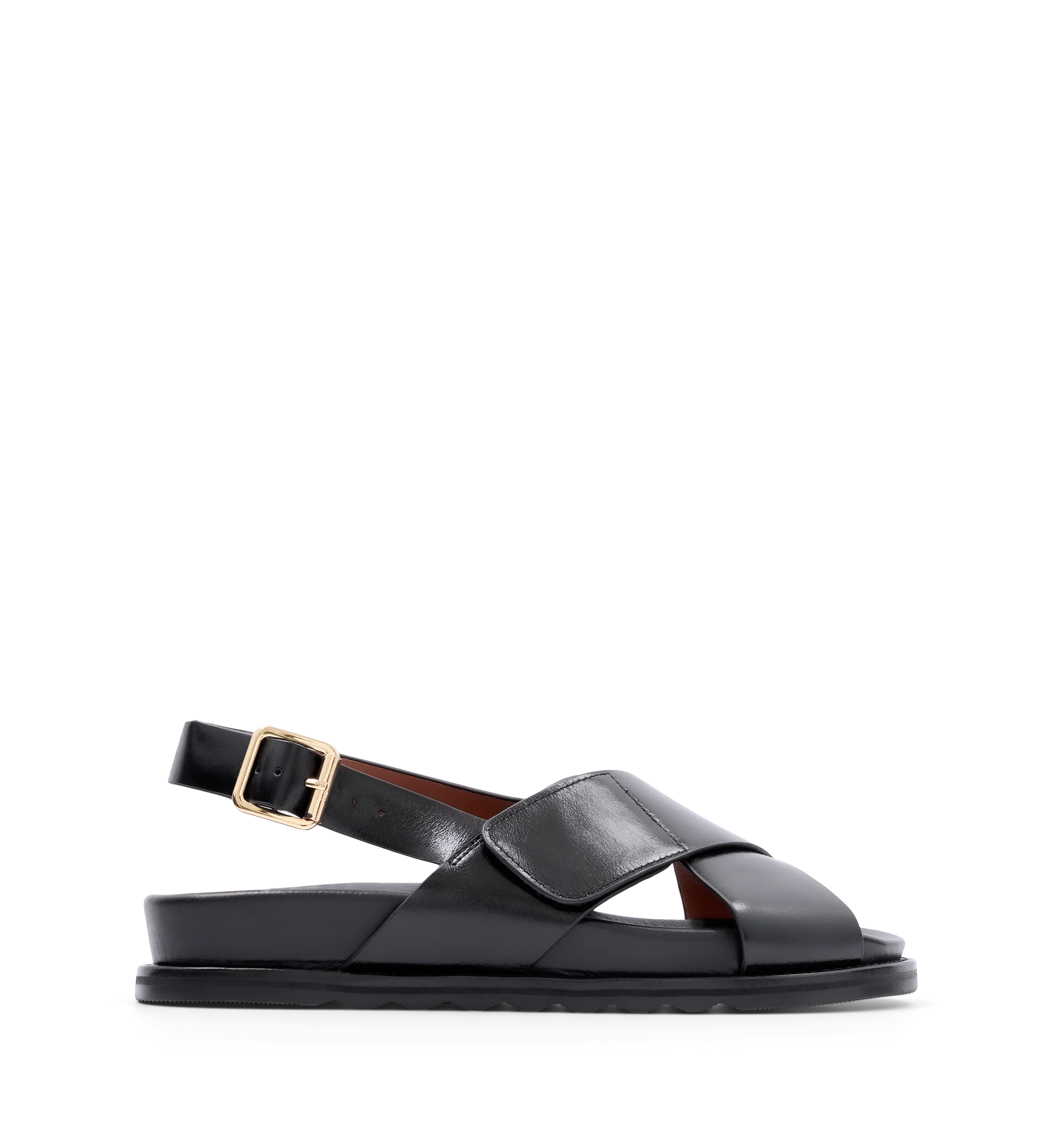 Lari Black Leather Chunky Sandals
