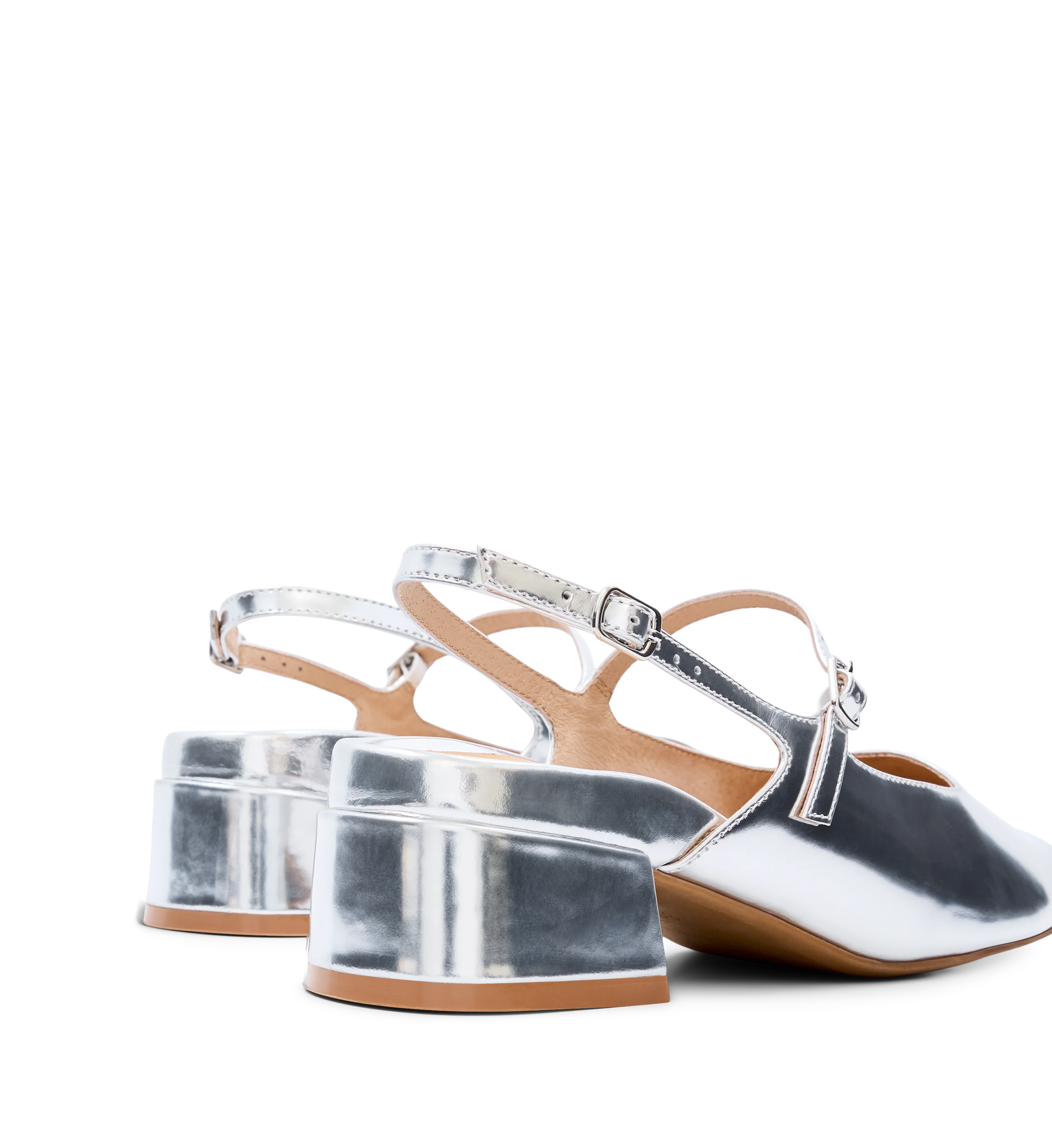 Myza Silver Patent Leather Low Heels