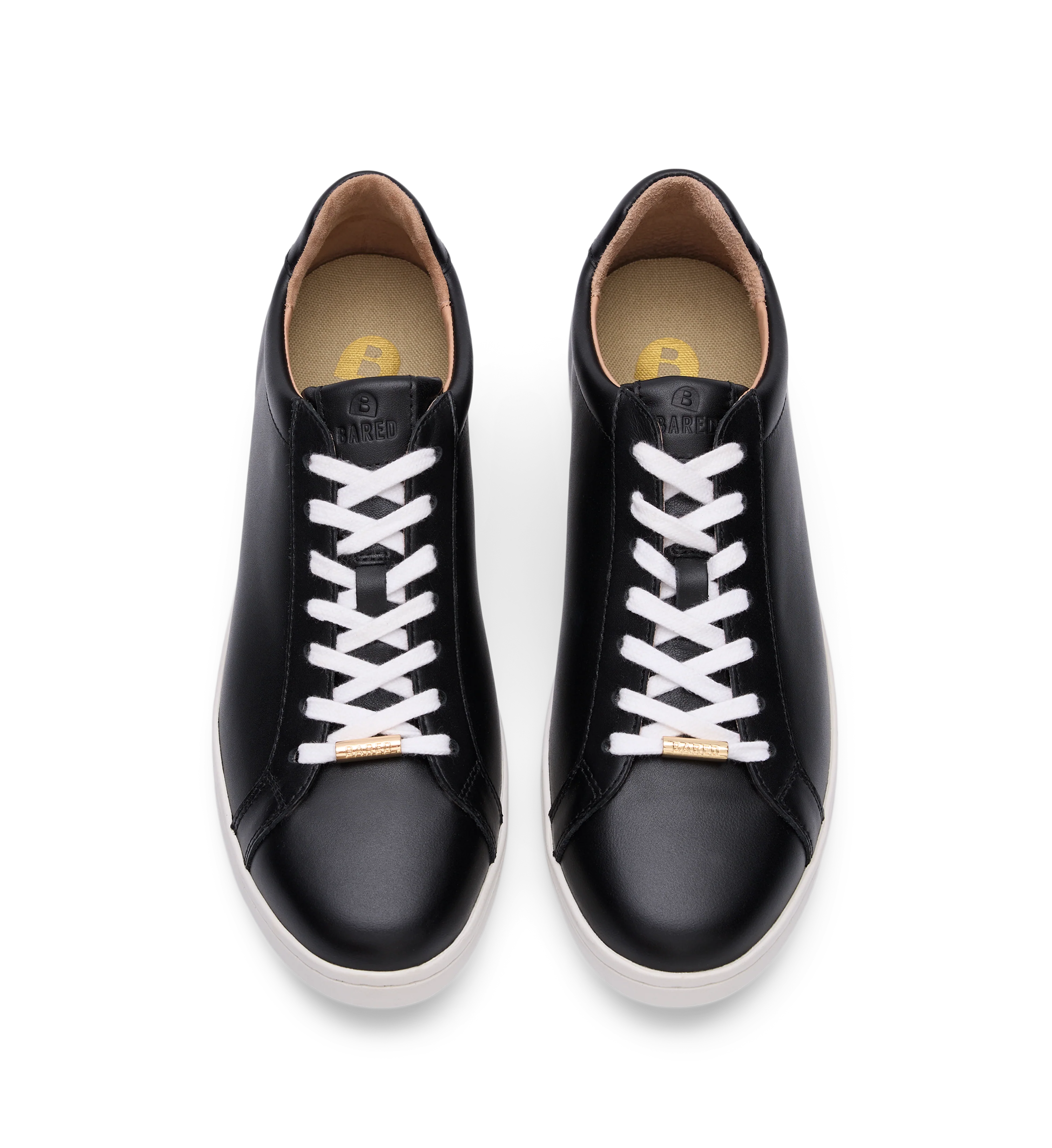 Whimbrel Black Leather & Gold Star Sneakers
