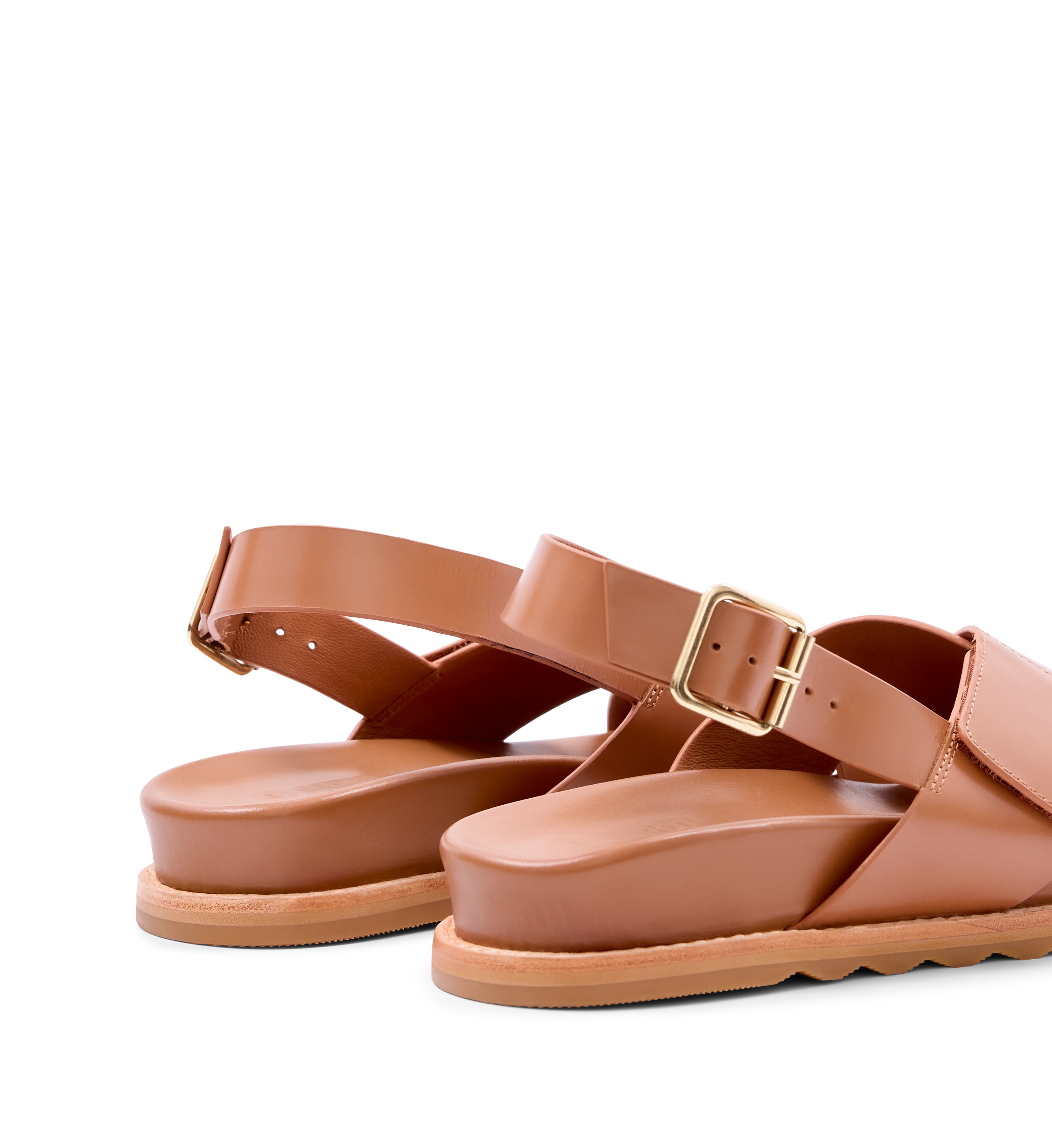Lari Dark Tan Leather Chunky Sandals