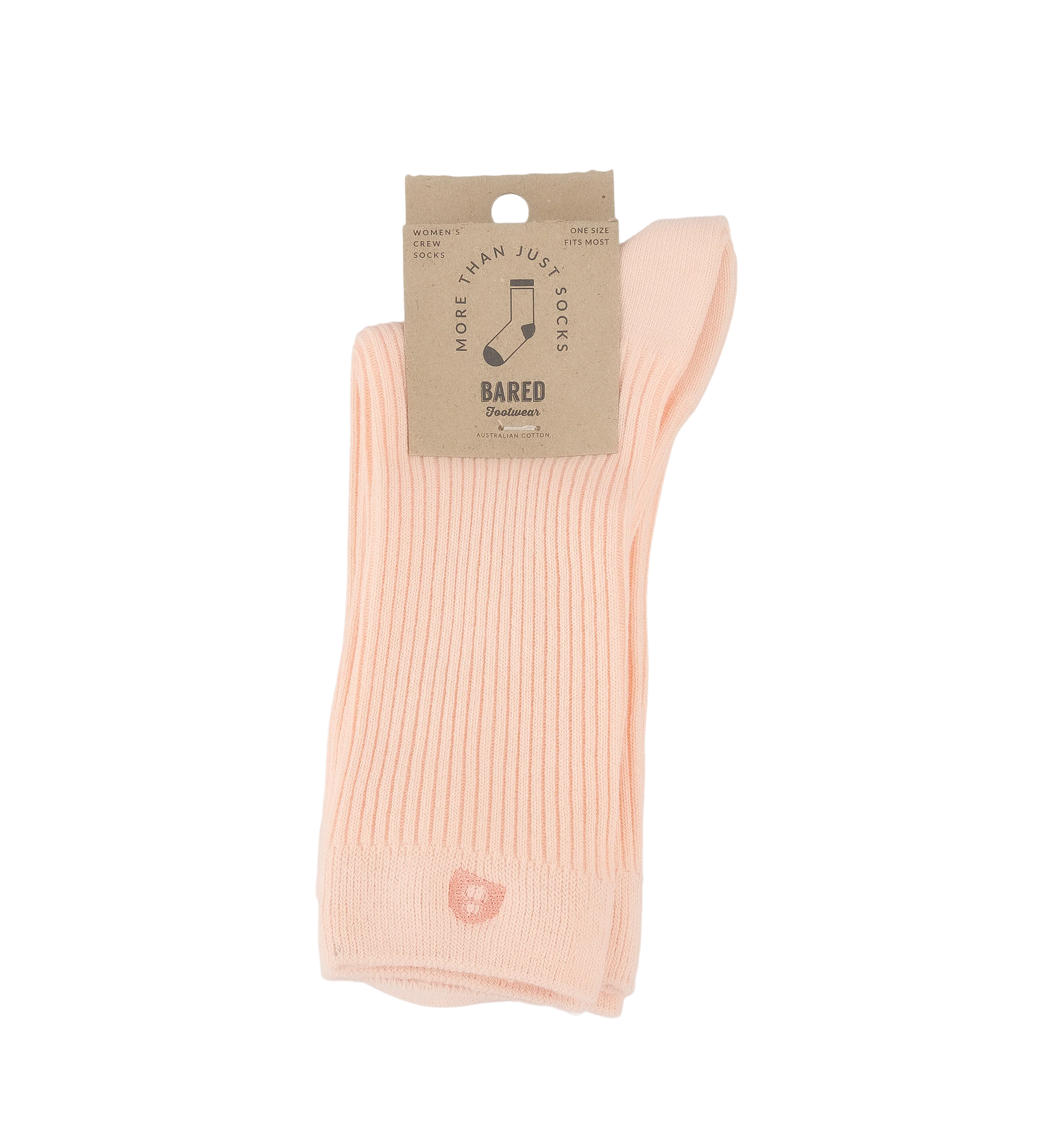 Womens Crew Socks 2pk Peach Cotton Blend