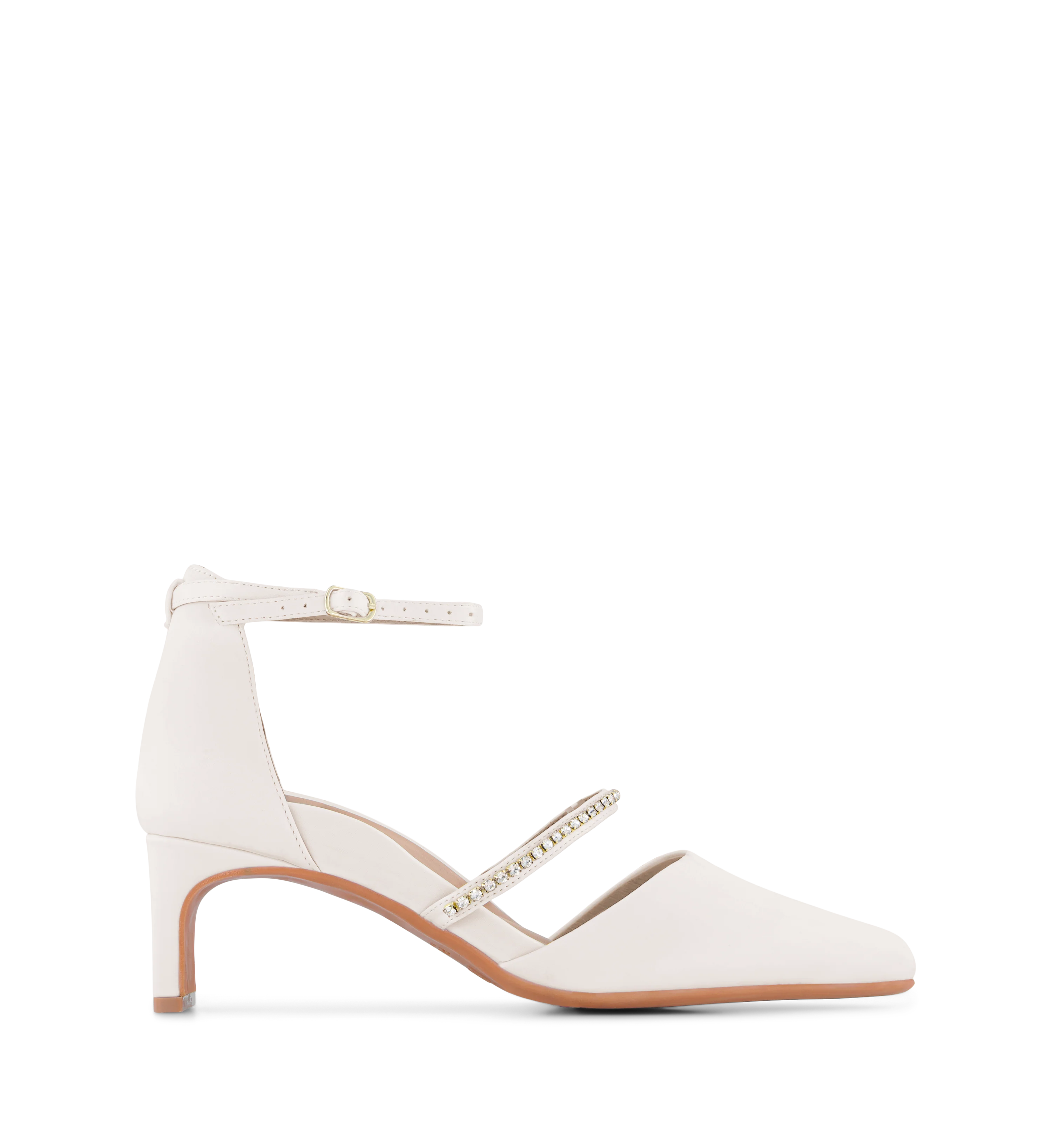Heleia Ivory Satin Low Heels